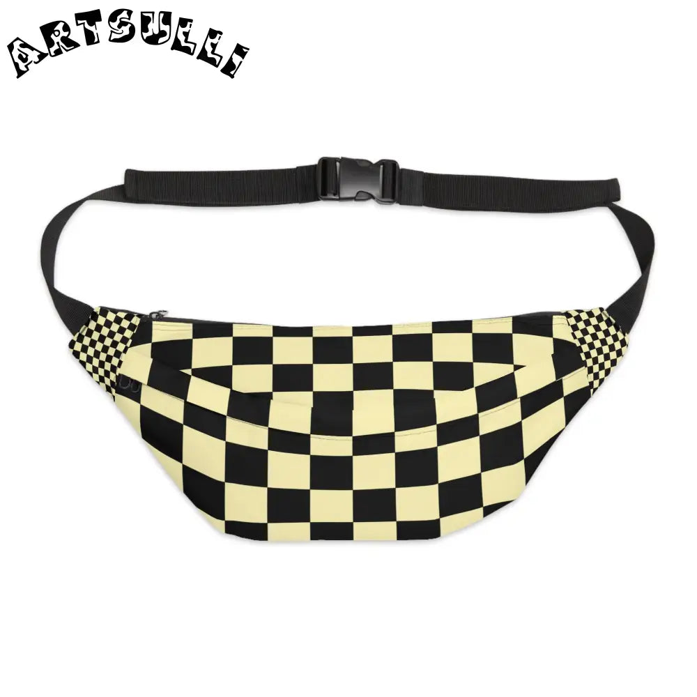 JAKKOUTTHEBXX Checkerboard Black and Yellow Large Fanny Pack