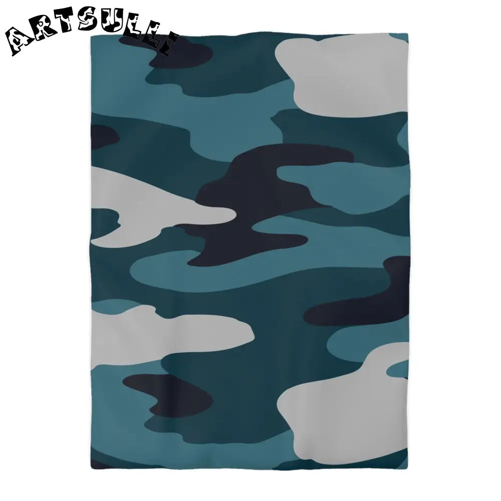 JAKKOUTTHEBXX Blue Camouflage Microfiber Duvet Cover JAKKOUTTHEBXX