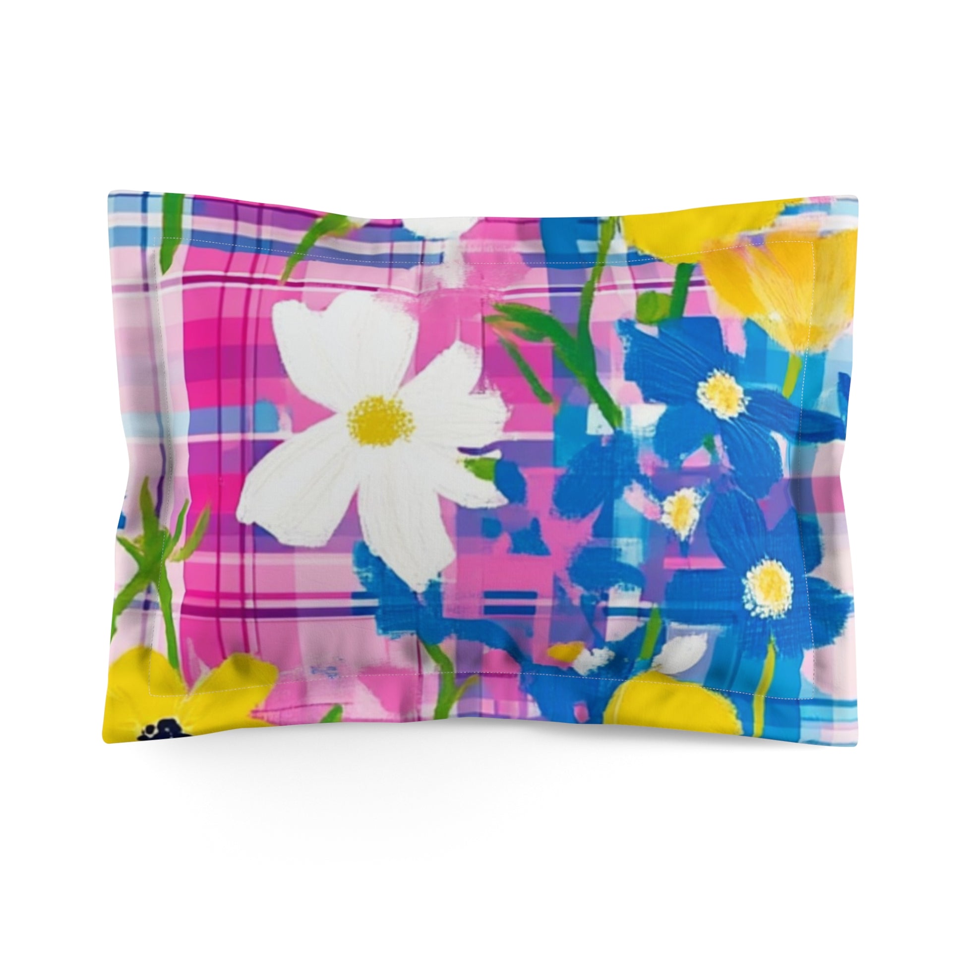 Plaid Garden Pink and Purple Microfiber Pillow Sham, Artsulli - Art is Long, Life is Short, Home Decor, Size, Standard, , , , , 92247520058988