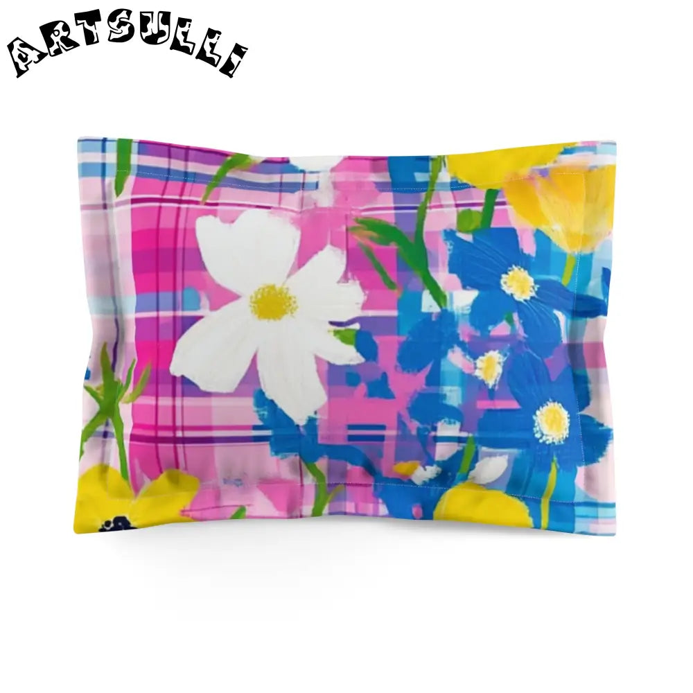 JAKKOUTTHEBXX Plaid Garden Pink and Purple Microfiber Pillow Sham