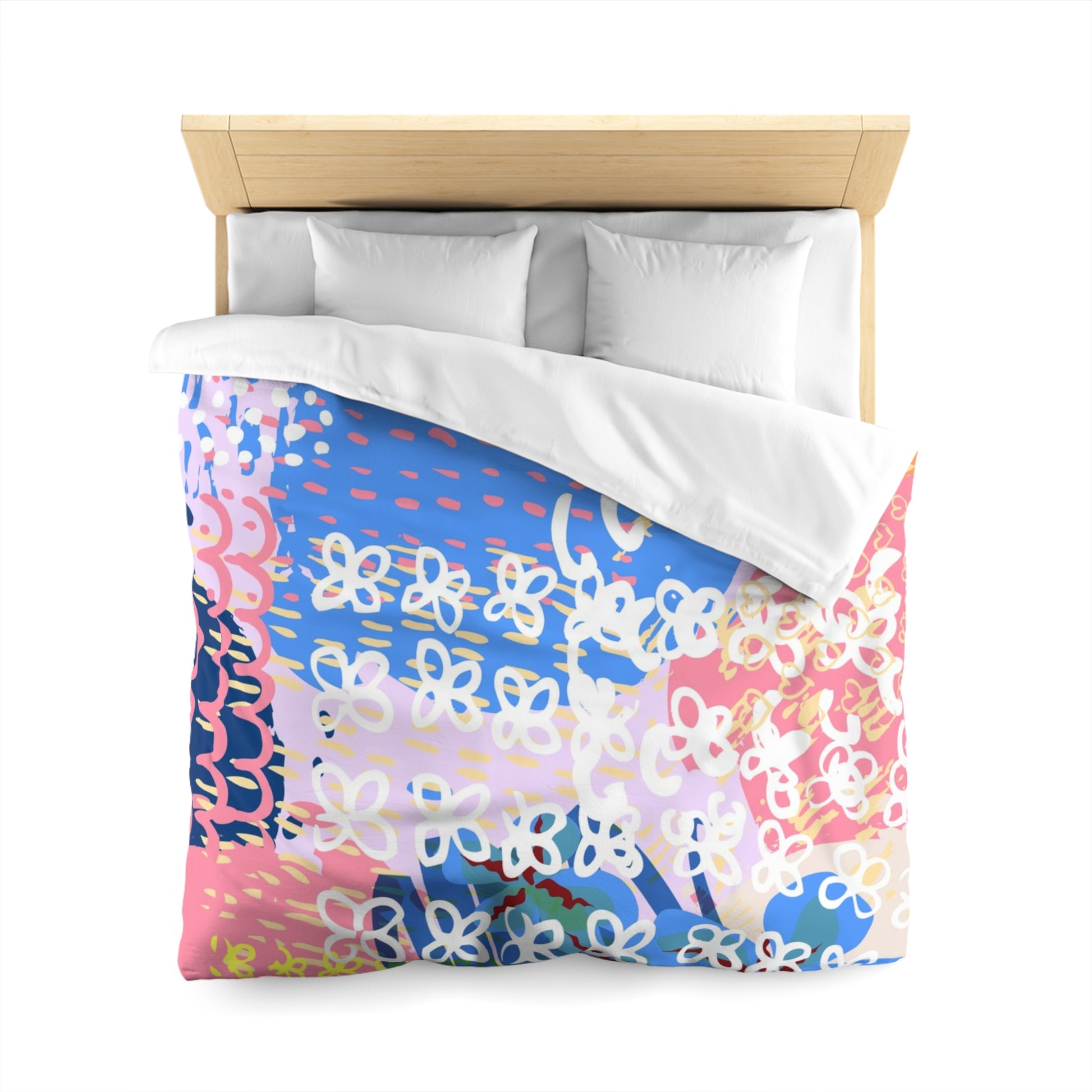 Flowers x Doodles x Hearts Multi-Color Microfiber Duvet Cover, Artsulli - Art is Long, Life is Short, Home Decor, , , , , , , 