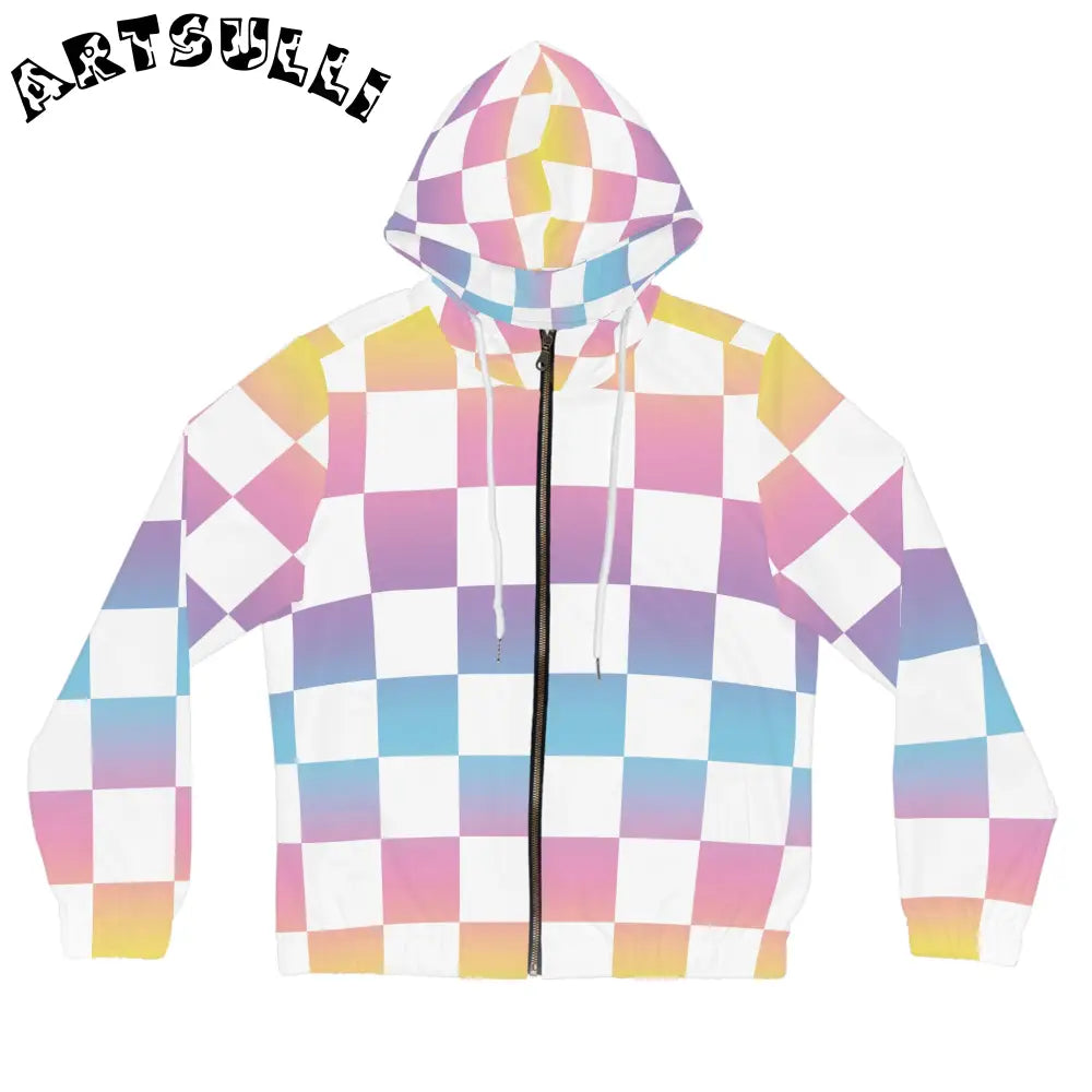JAKKOUTTHEBXX Vaporwave Check II Women’s Full-Zip Hoodie (AOP)