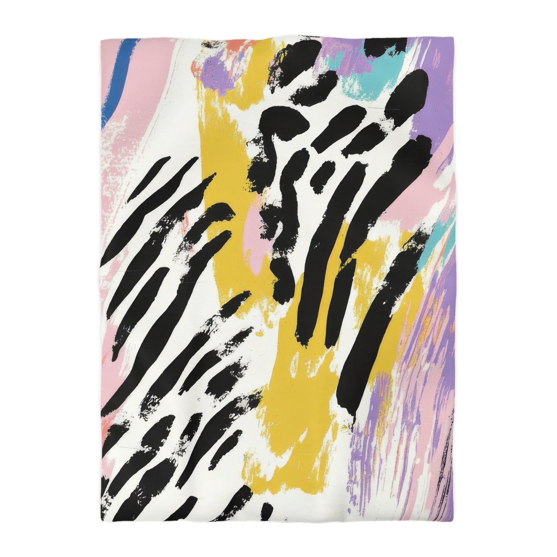 Wild Zebra Stripes x Paint Brush Strokes Multi-Color Microfiber Duvet Cover, Artsulli - Art is Long, Life is Short, Home Decor, Size, Twin XL, Color, Cream, , , 15918844939862