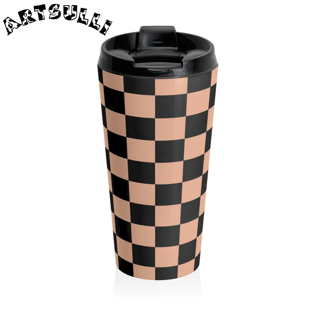 JAKKOUTTHEBXX Checkerboard Soft Orange and Black Stainless Steel