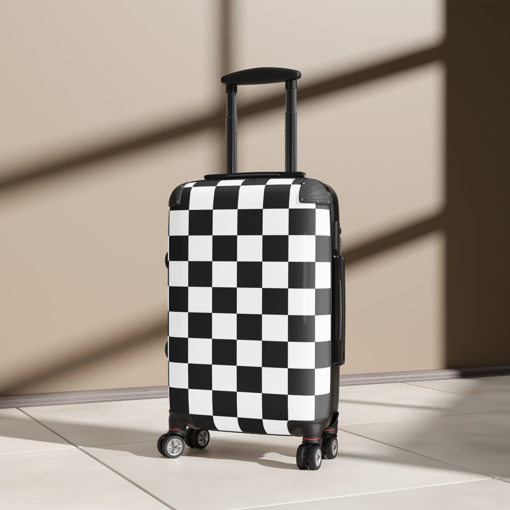 Checkerboard Black and White Suitcase, Artsulli - Art is Long, Life is Short, Bags, , , , , , , 