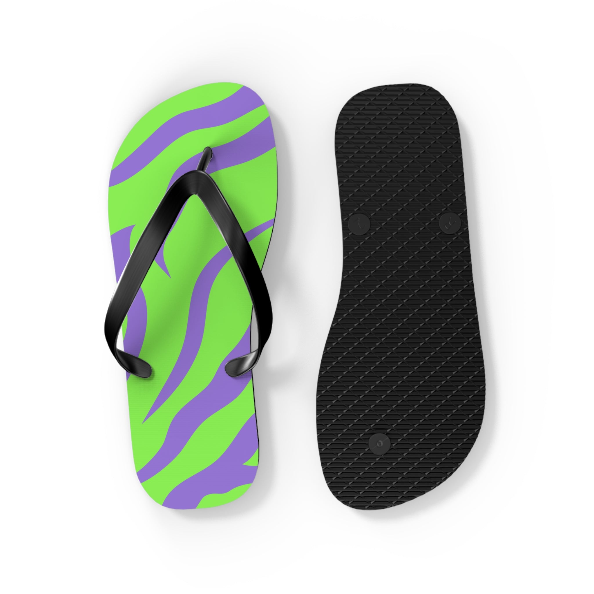 Tyrannosaurus Print Green and Purple Flip Flops, Artsulli - Art is Long, Life is Short, Shoes, , , , , , , 