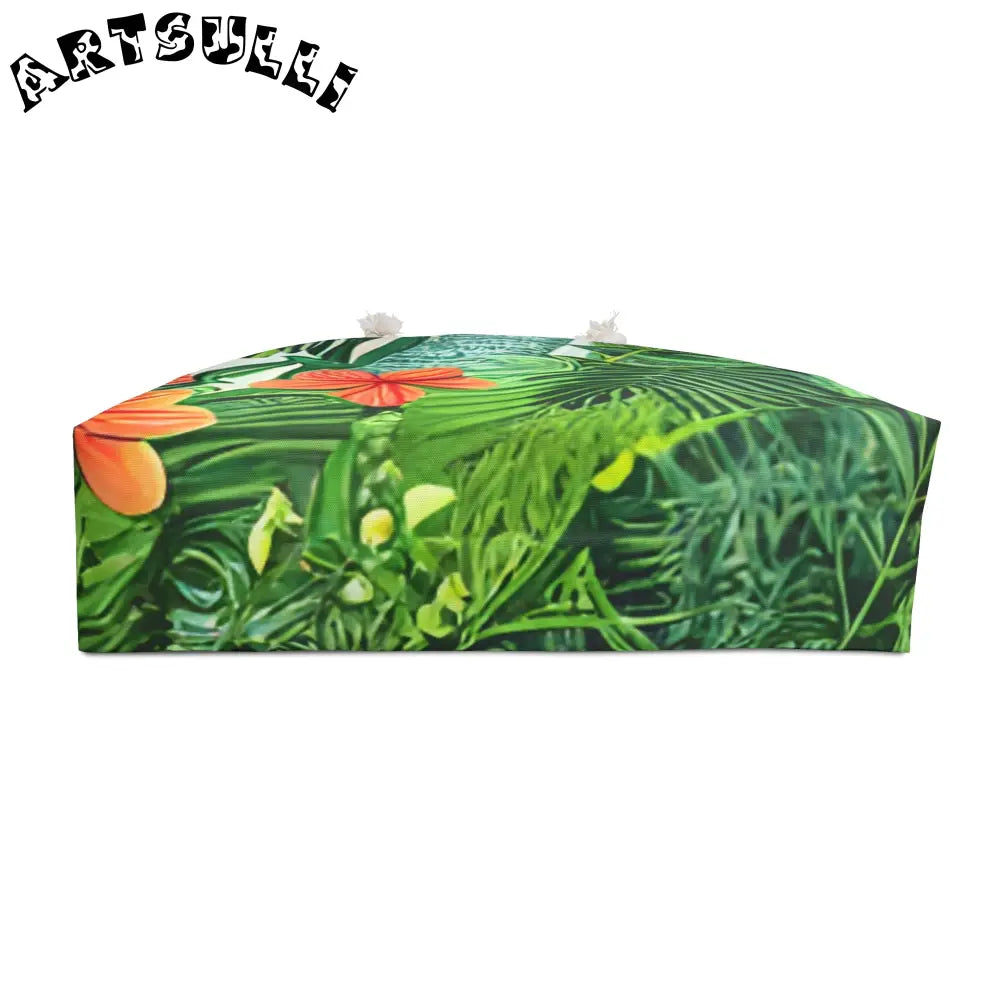 JAKKOUTTHEBXX Tropical Print Tote Bag with Rope Handles