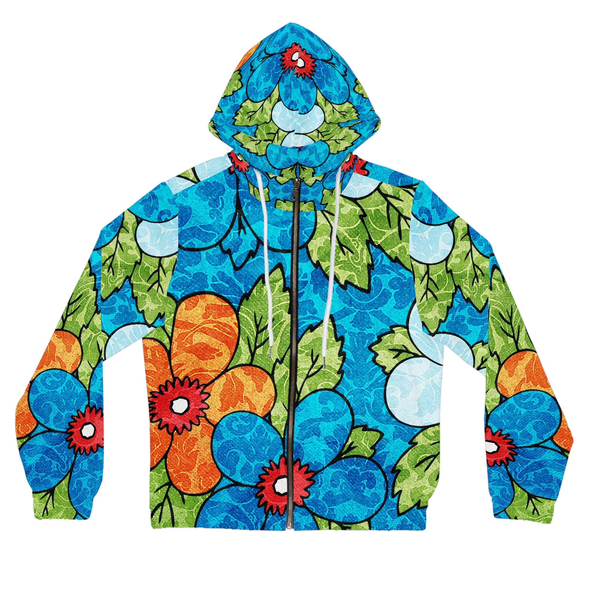 Blue Orange Groovy Women’s Full-Zip Hoodie (AOP), Artsulli - Art is Long, Life is Short, All Over Prints, Size, XS, Color, White, , , 31331133601906210375