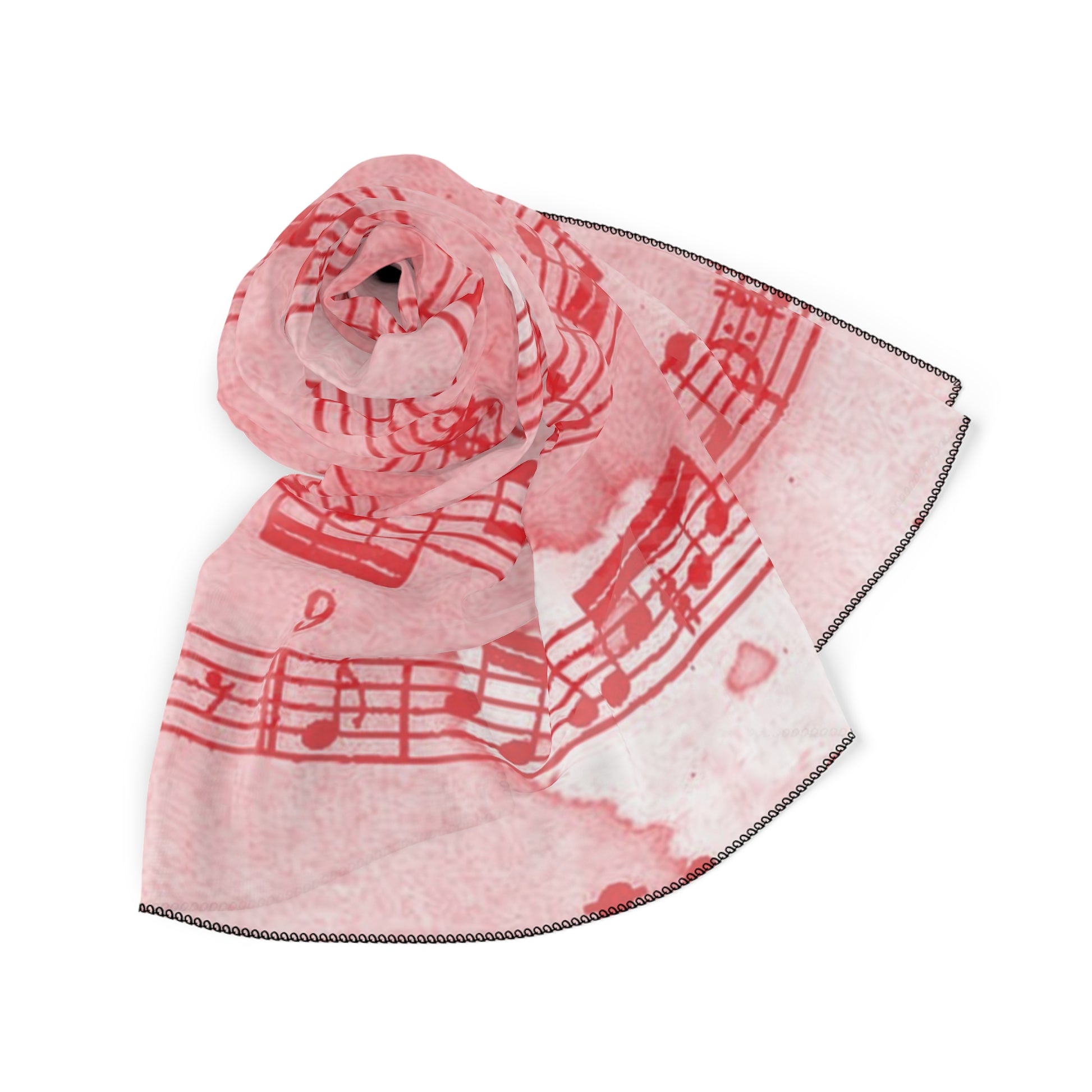 Drip Spill Type Beat Sheet Music Red Poly Scarf, Artsulli - Art is Long, Life is Short, Accessories, , , , , , , 