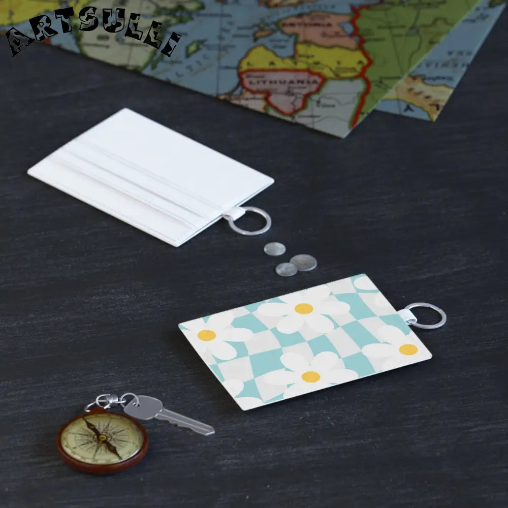 JAKKOUTTHEBXX Trippy Check Garden Saffiano Leather Card Holder
