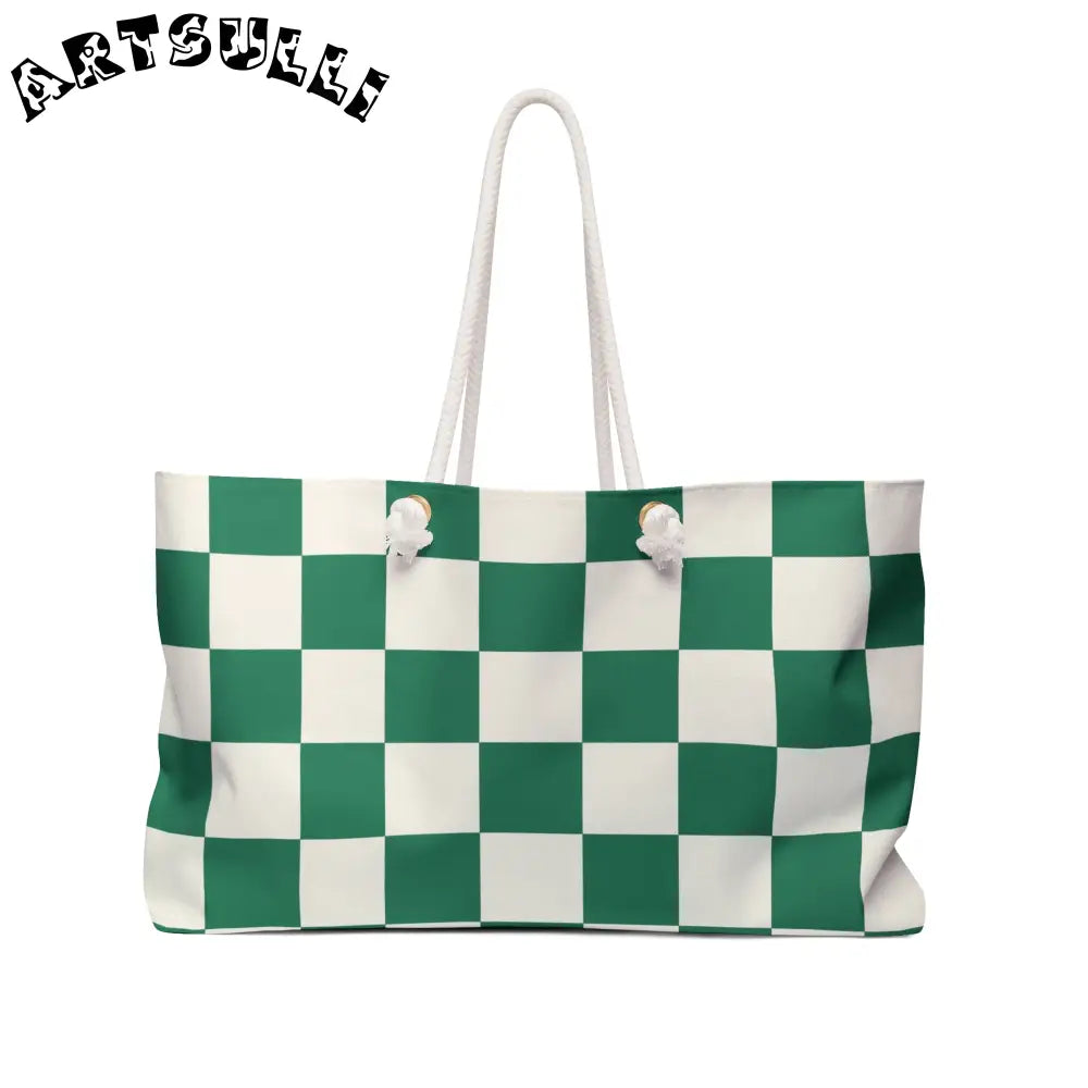 JAKKOUTTHEBXX Checkerboard II Dark Green Weekender Bag JAKKOUTTHEBXX