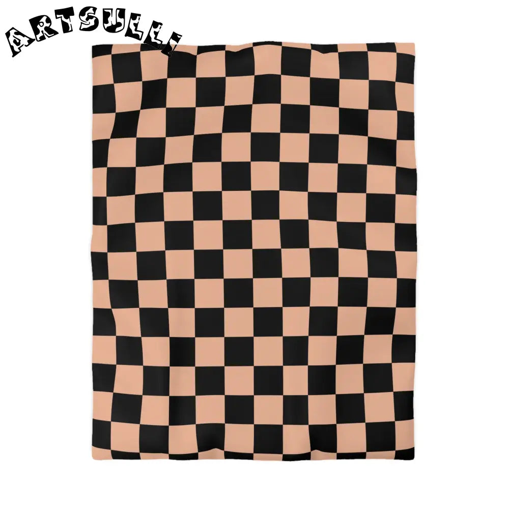 JAKKOUTTHEBXX Checkerboard Soft Orange and Black Microfiber Duvet