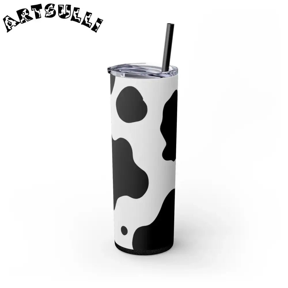 JAKKOUTTHEBXX White cow print skinny tumbler with clear lid