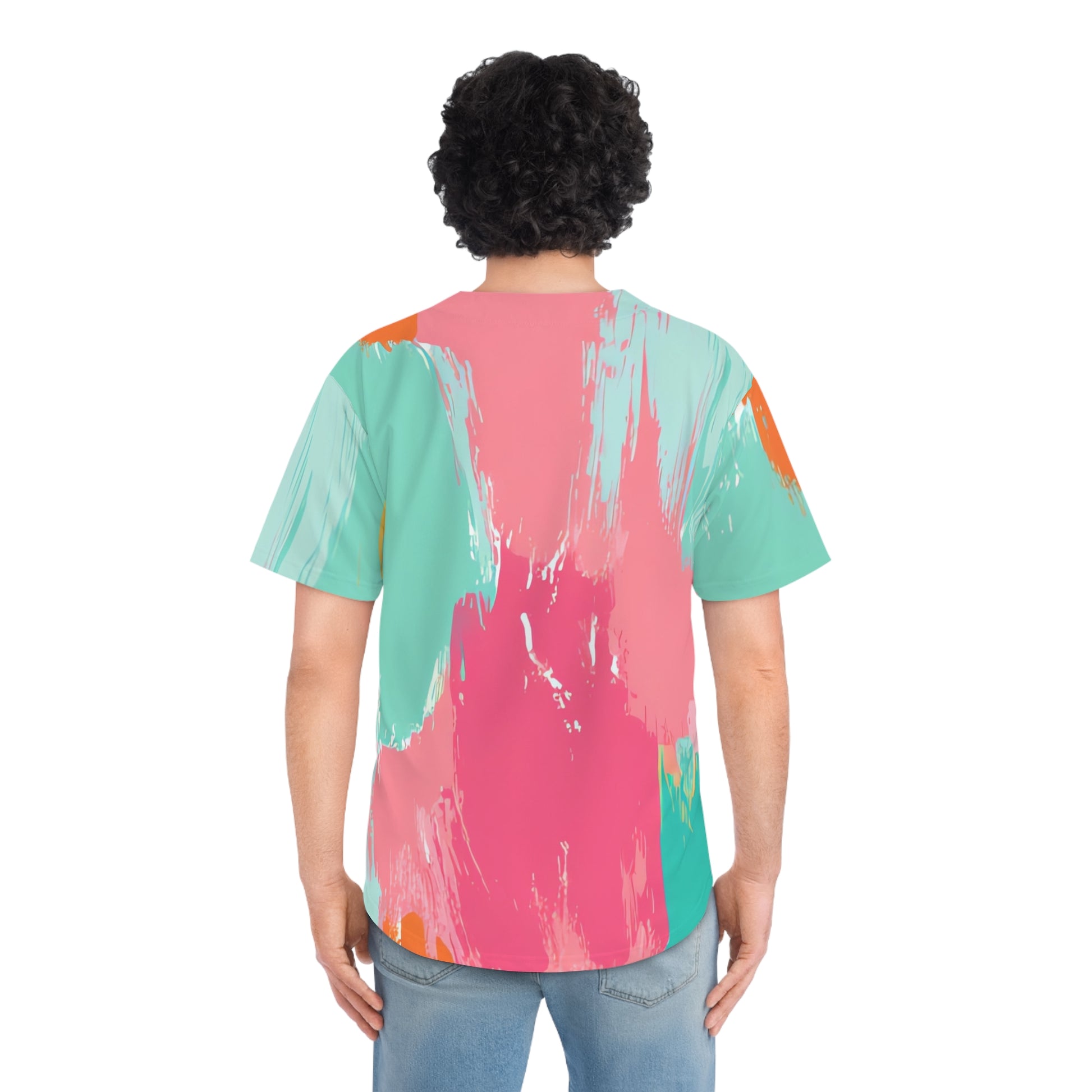 Preppy Pixel Bloom Men's Baseball Jersey (AOP), Artsulli - Art is Long, Life is Short, All Over Prints, , , , , , , 