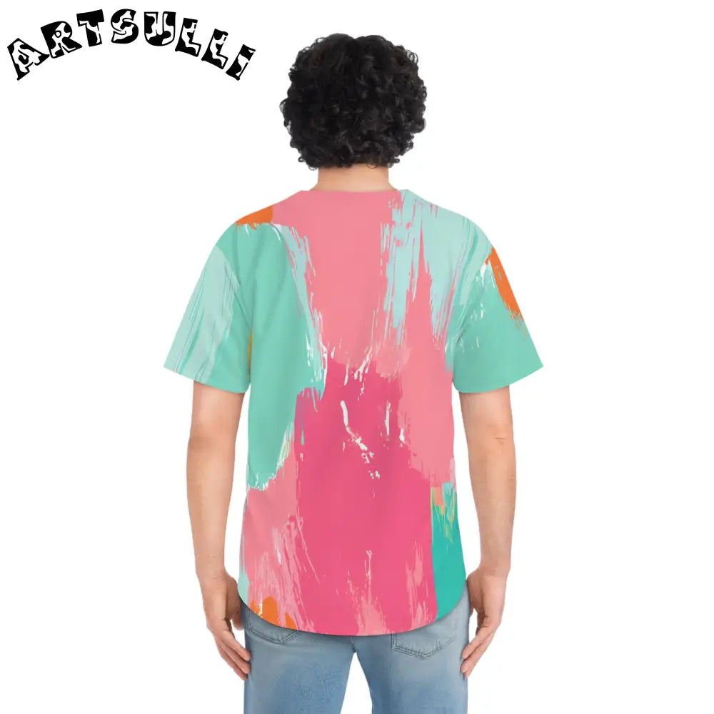 JAKKOUTTHEBXX Preppy Pixel Bloom Men’s Baseball Jersey (AOP)