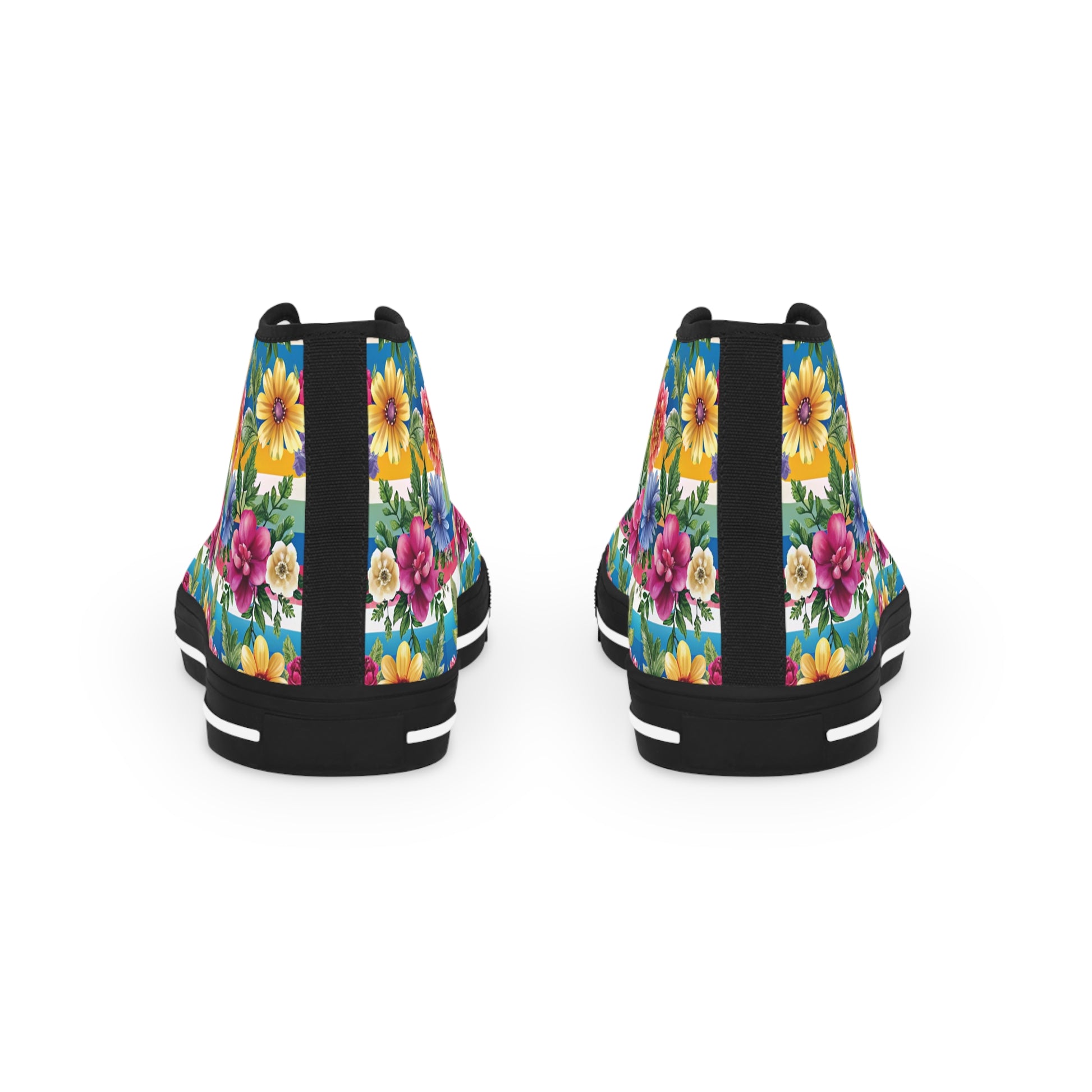 Floral Stripe 4K III Men's High Top Sneakers, Artsulli - Art is Long, Life is Short, Shoes, , , , , , , 