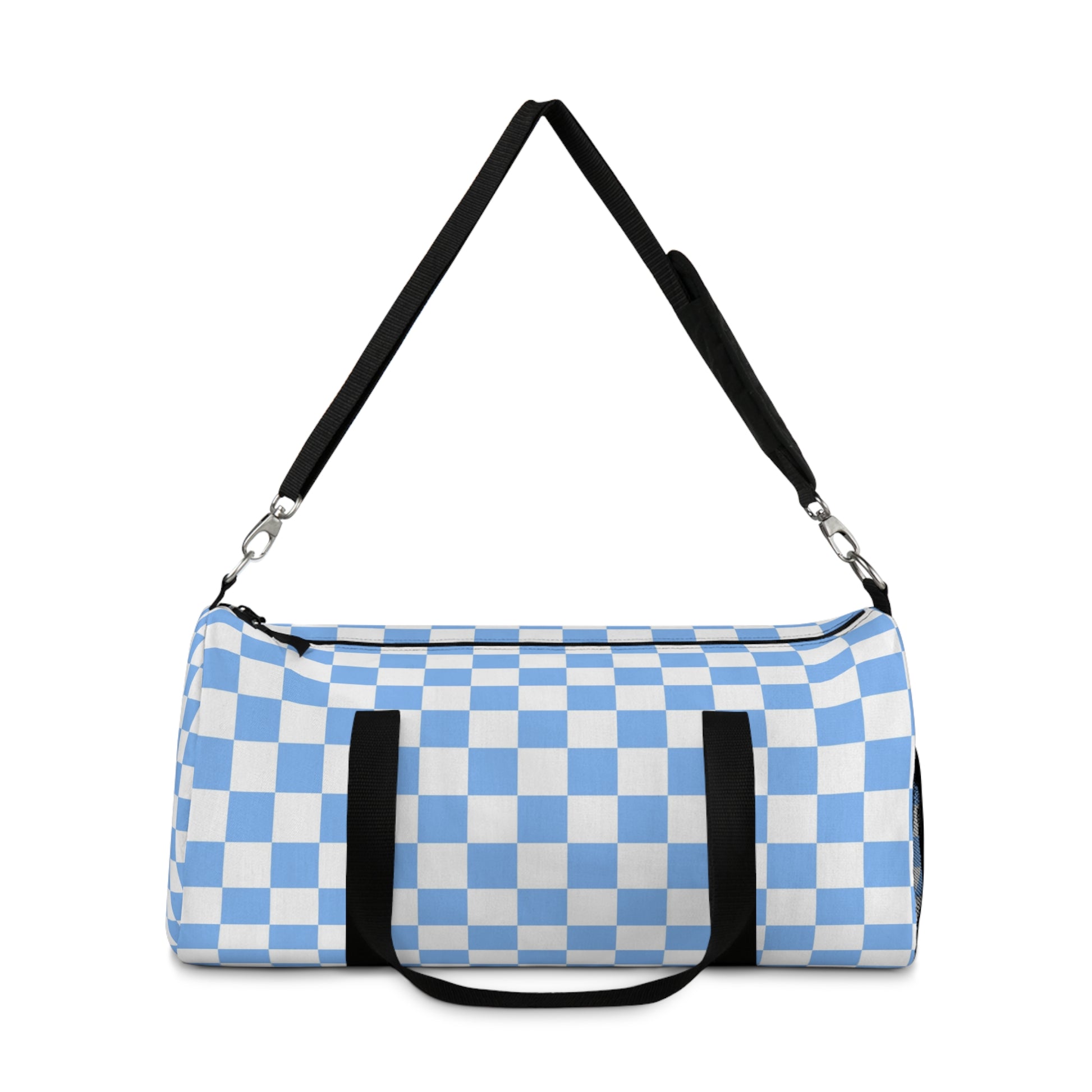Checkerboard II White and Light Blue Duffel Bag, Artsulli - Art is Long, Life is Short, Bags, , , , , , , 
