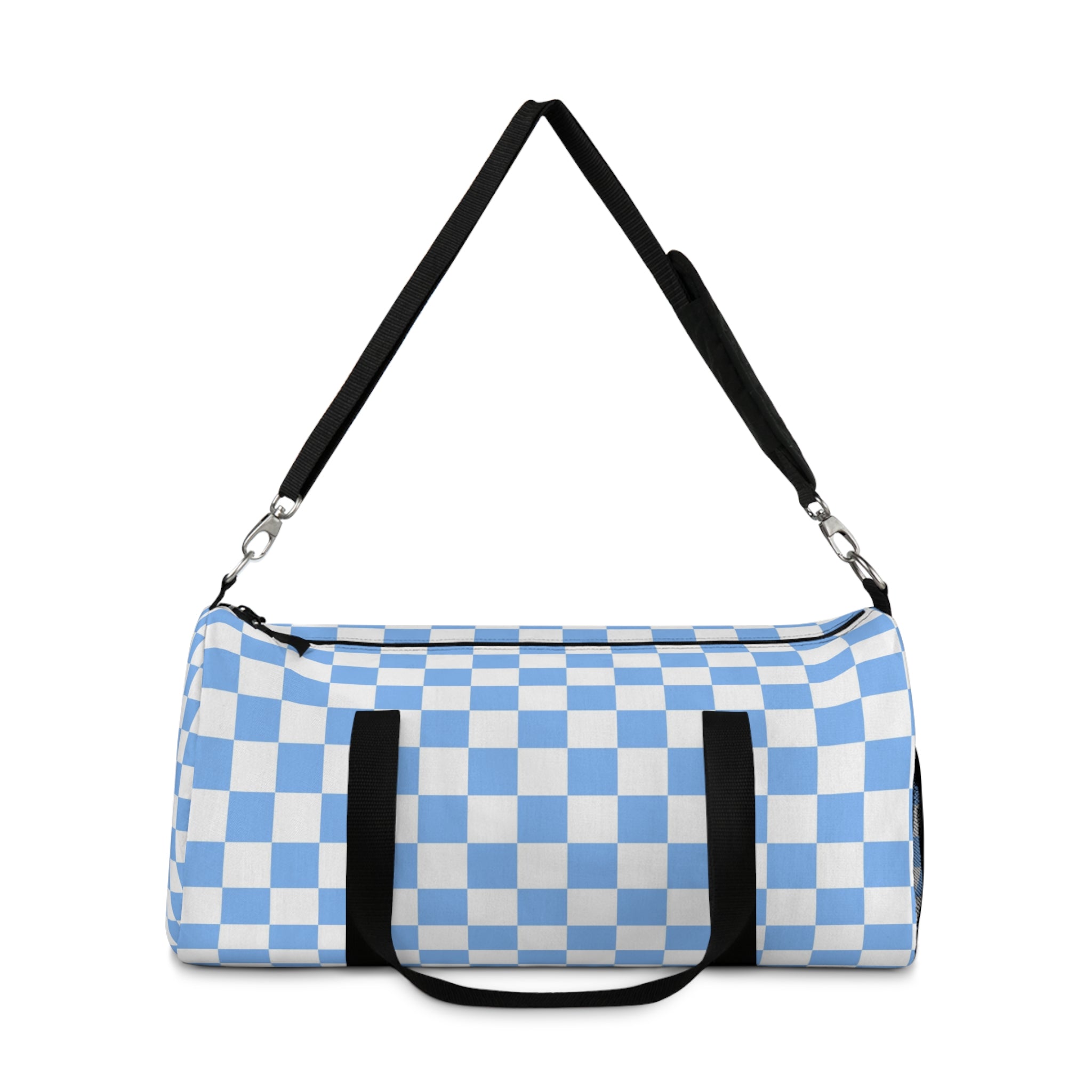 Checkerboard II White and Light Blue Duffel Bag, Artsulli - Art is Long, Life is Short, Bags, , , , , , , 
