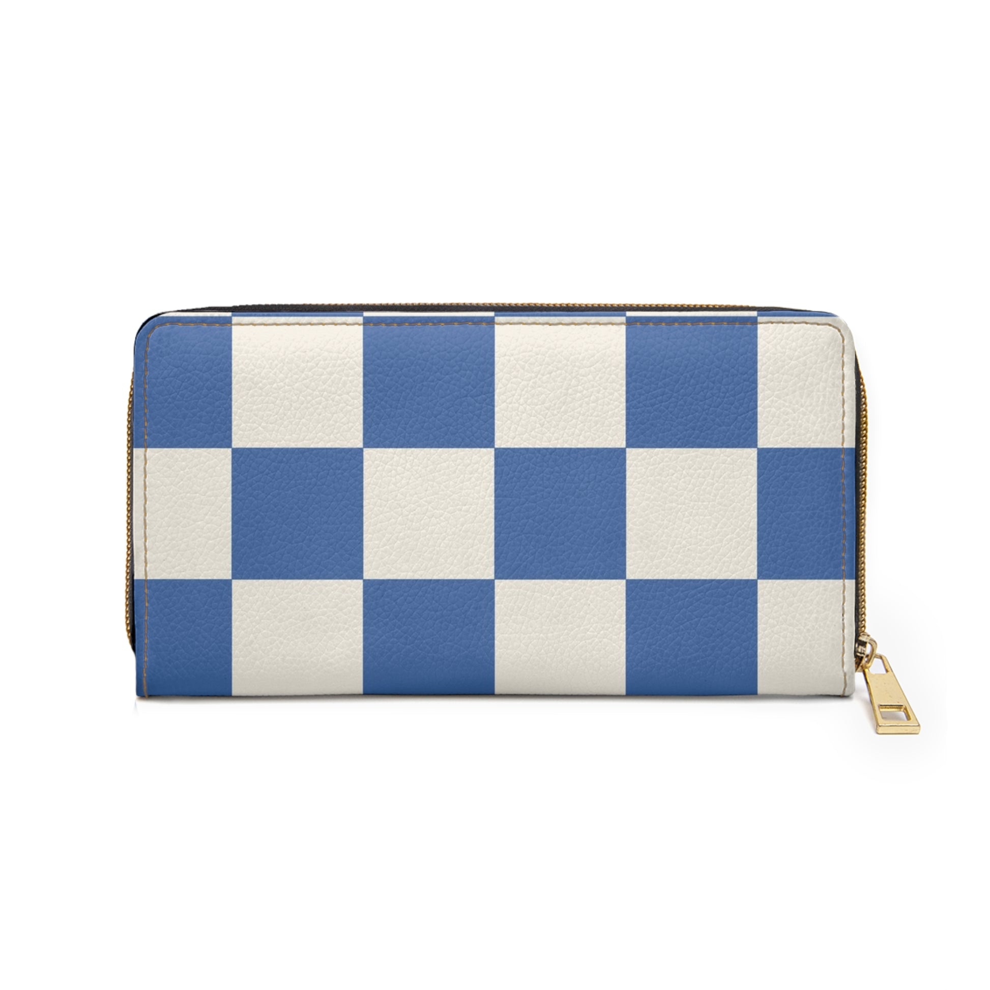 Checkerboard Blue Zipper Wallet, Artsulli - Art is Long, Life is Short, Accessories, , , , , , , 