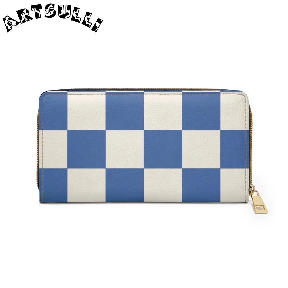 JAKKOUTTHEBXX Checkerboard Blue Zipper Wallet JAKKOUTTHEBXX Artsulli
