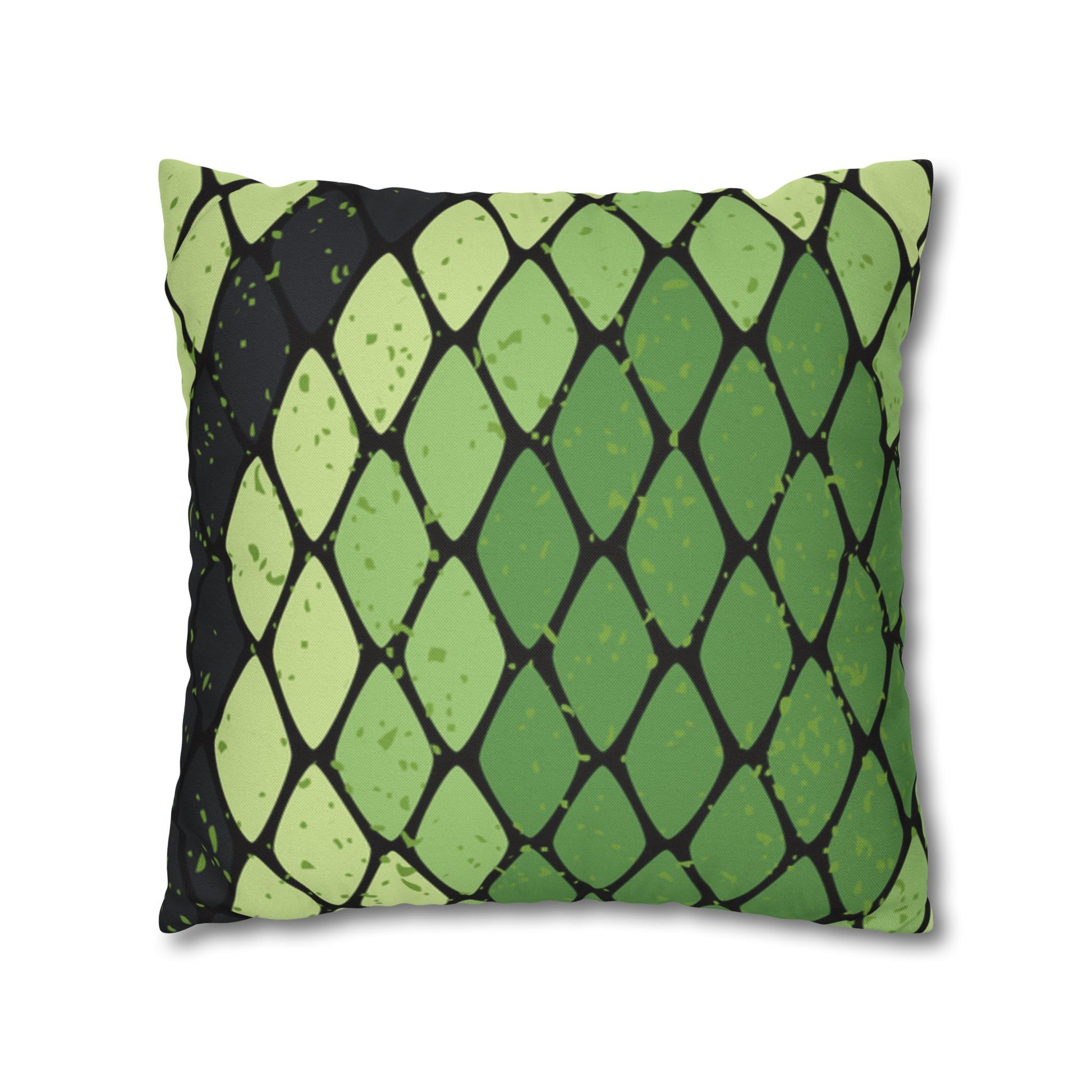 Snake Skin Green and Black Spun Polyester Square Pillowcase, Artsulli - Art is Long, Life is Short, Home Decor, , , , , , , 