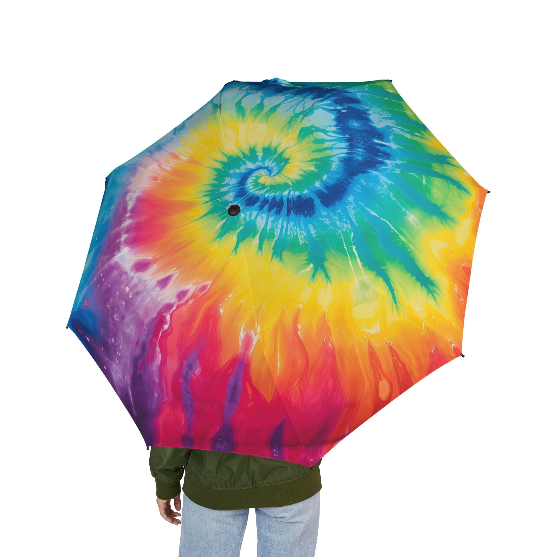 Tie Dye Semi-Automatic Foldable Umbrella, Artsulli - Art is Long, Life is Short, Accessories, , , , , , , 