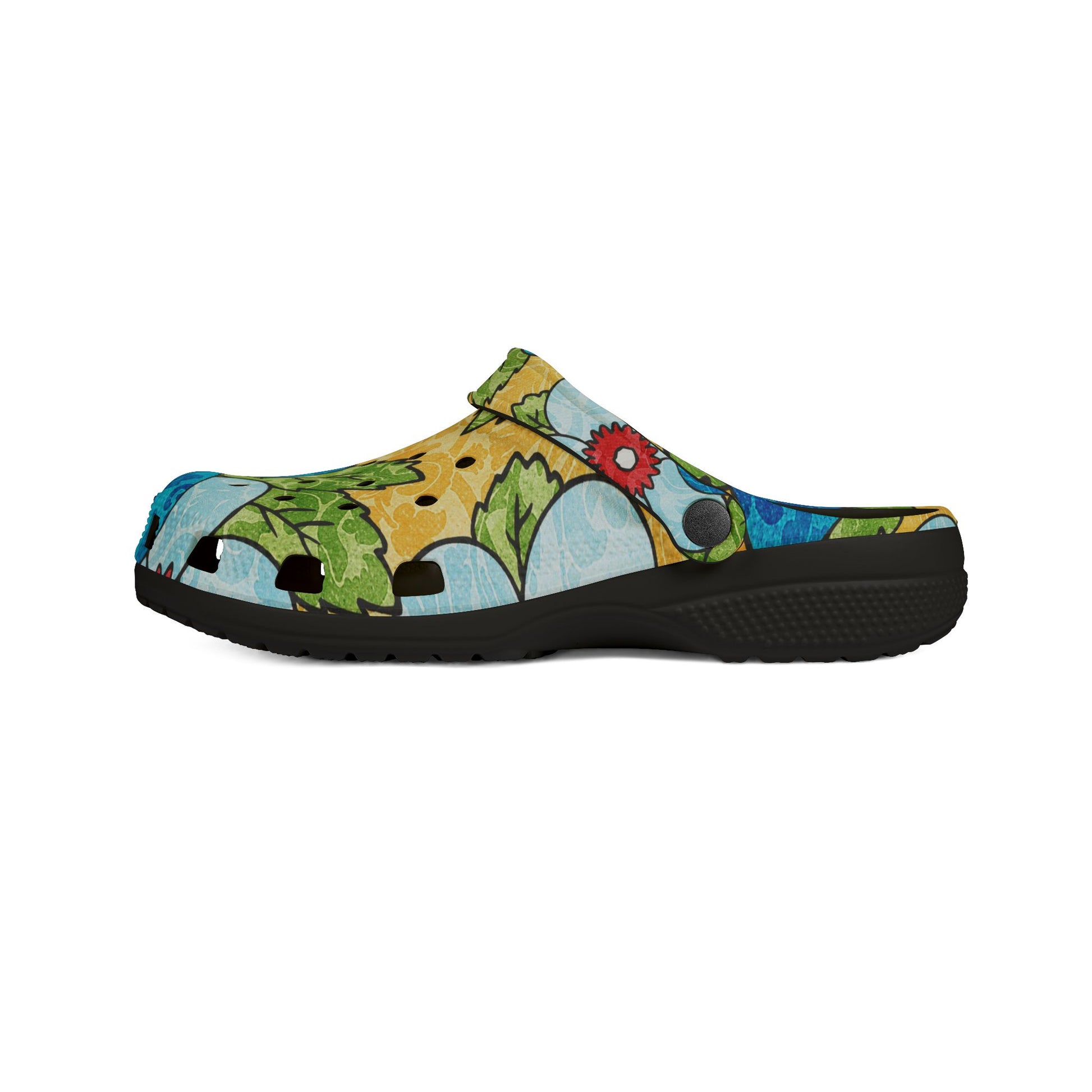 Groovy Yellow Floral Kl EVA Foam Rubber Shoes (AOP), Artsulli - Art is Long, Life is Short, Shoes, , , , , , , 