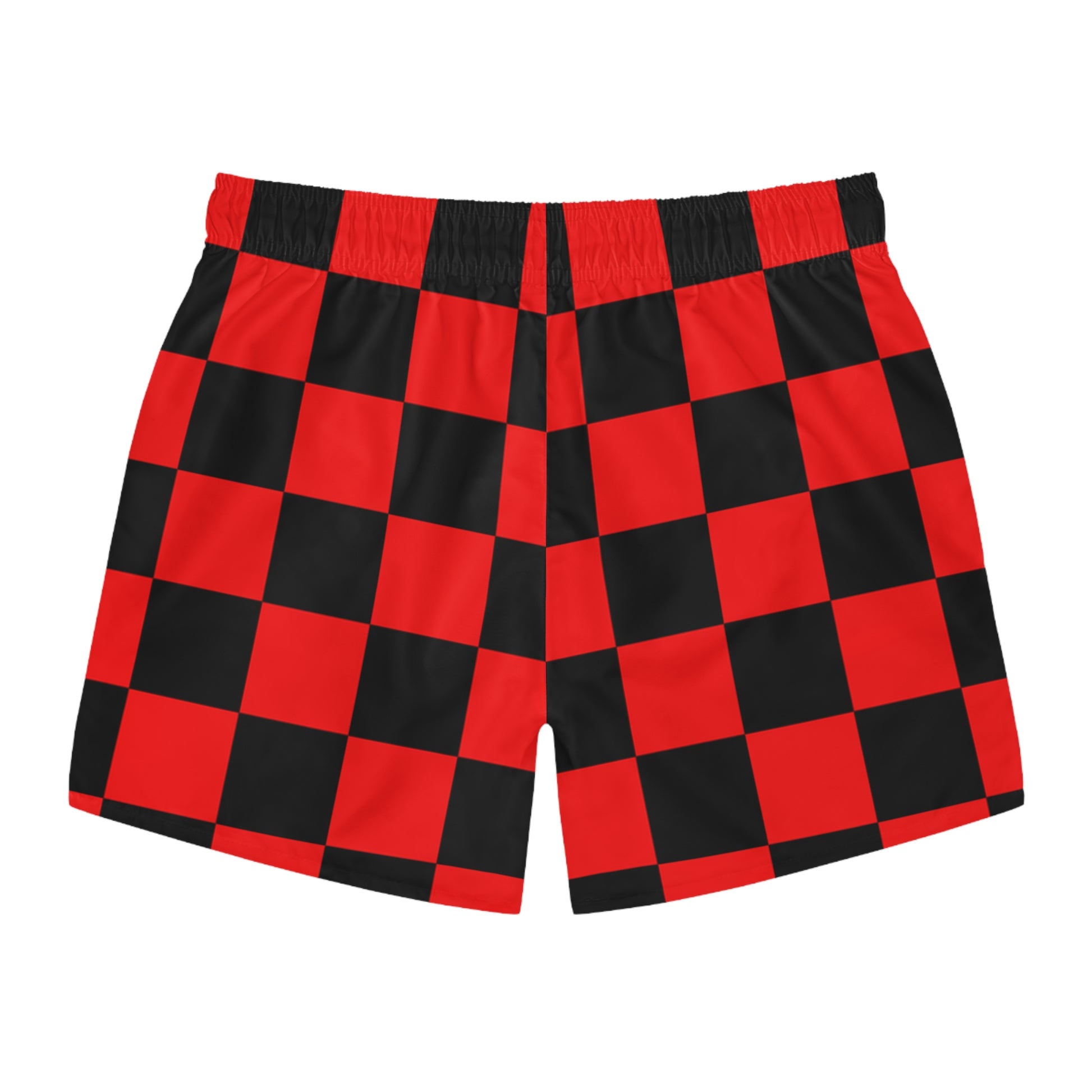 Checkerboard Red and Black Swim Trunks (AOP), Artsulli - Art is Long, Life is Short, All Over Prints, , , , , , , 