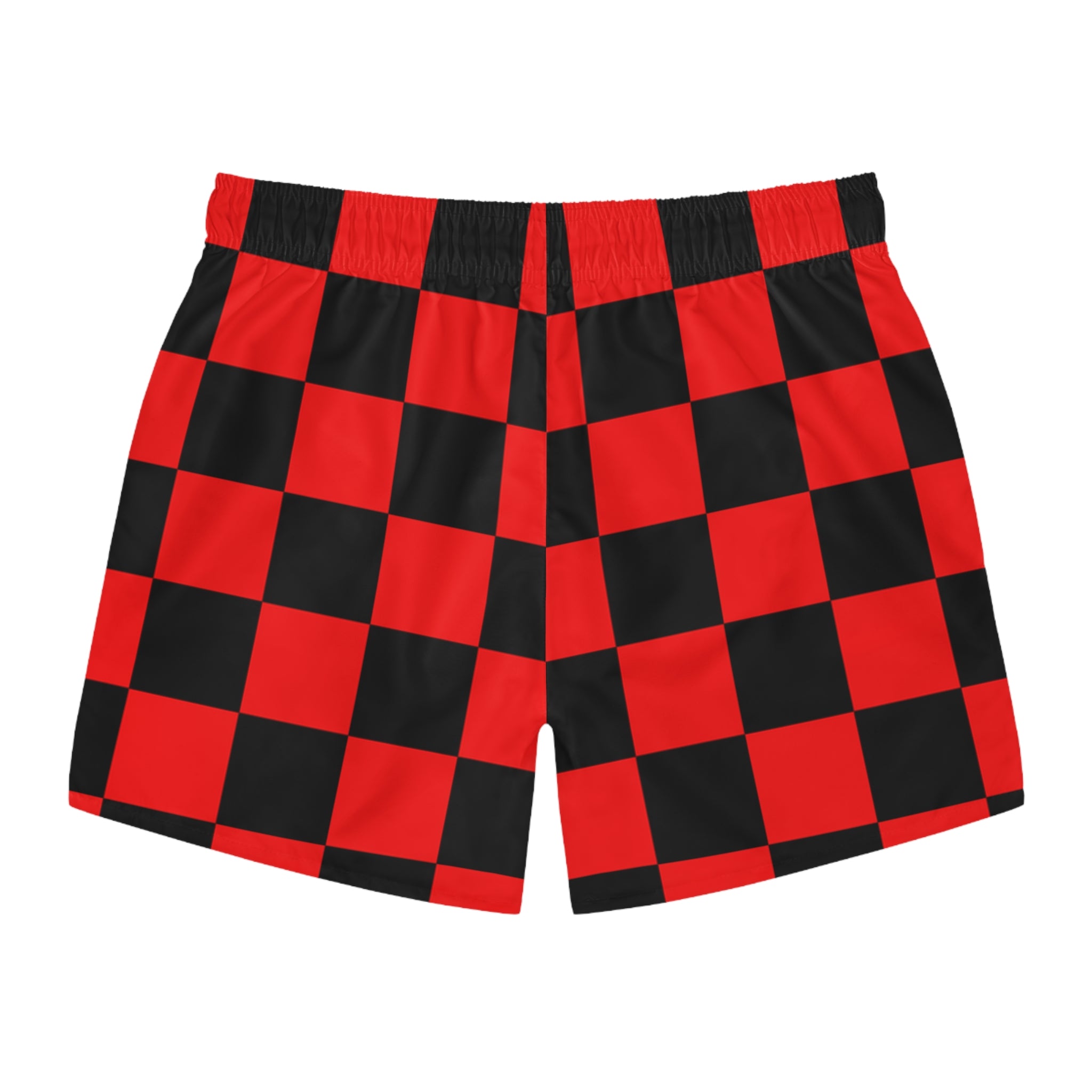 Checkerboard Red and Black Swim Trunks (AOP), Artsulli - Art is Long, Life is Short, All Over Prints, , , , , , , 