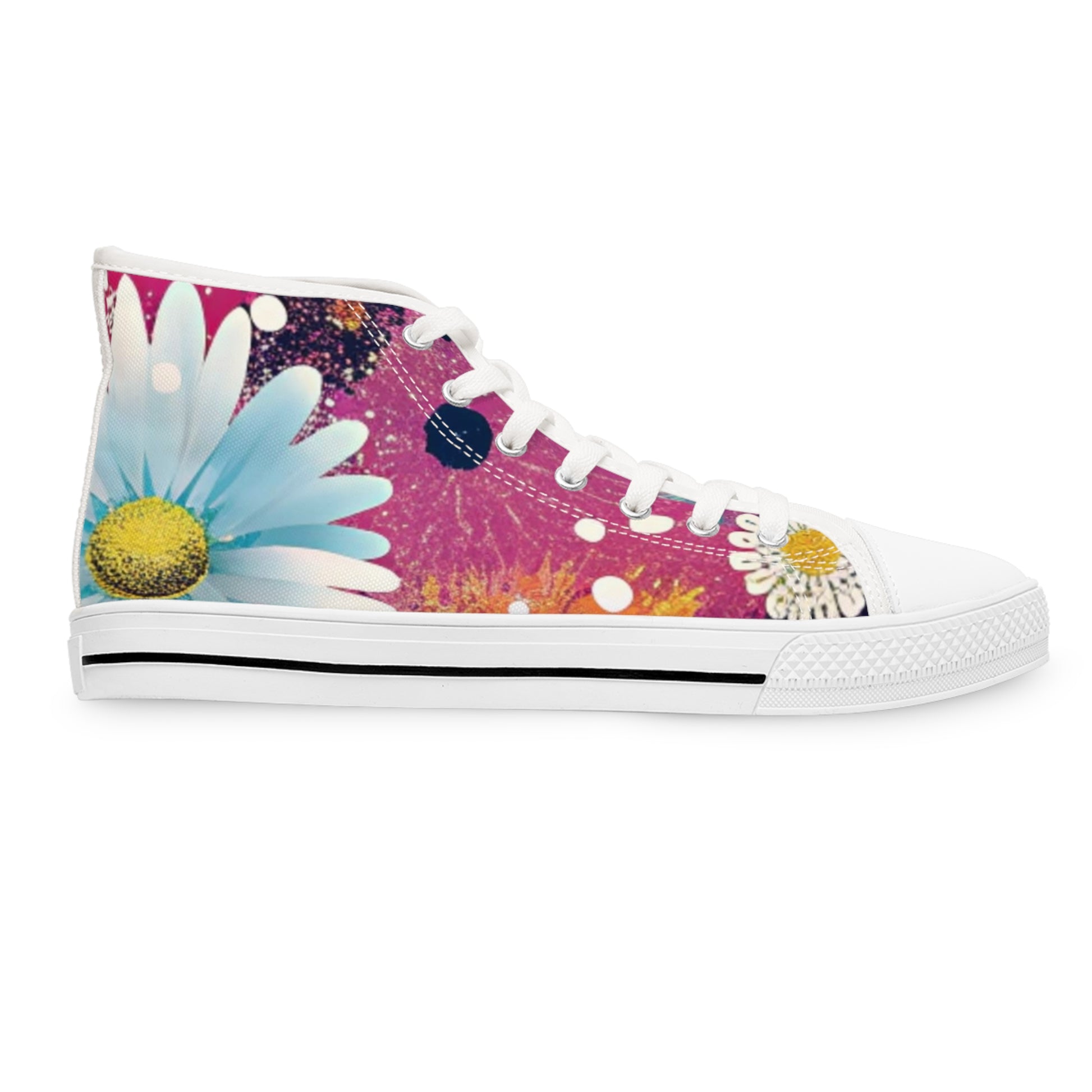 Magical Flower Explosion IV  Multi-Color Women's High Top Sneakers, Artsulli - Art is Long, Life is Short, Shoes, , , , , , , 