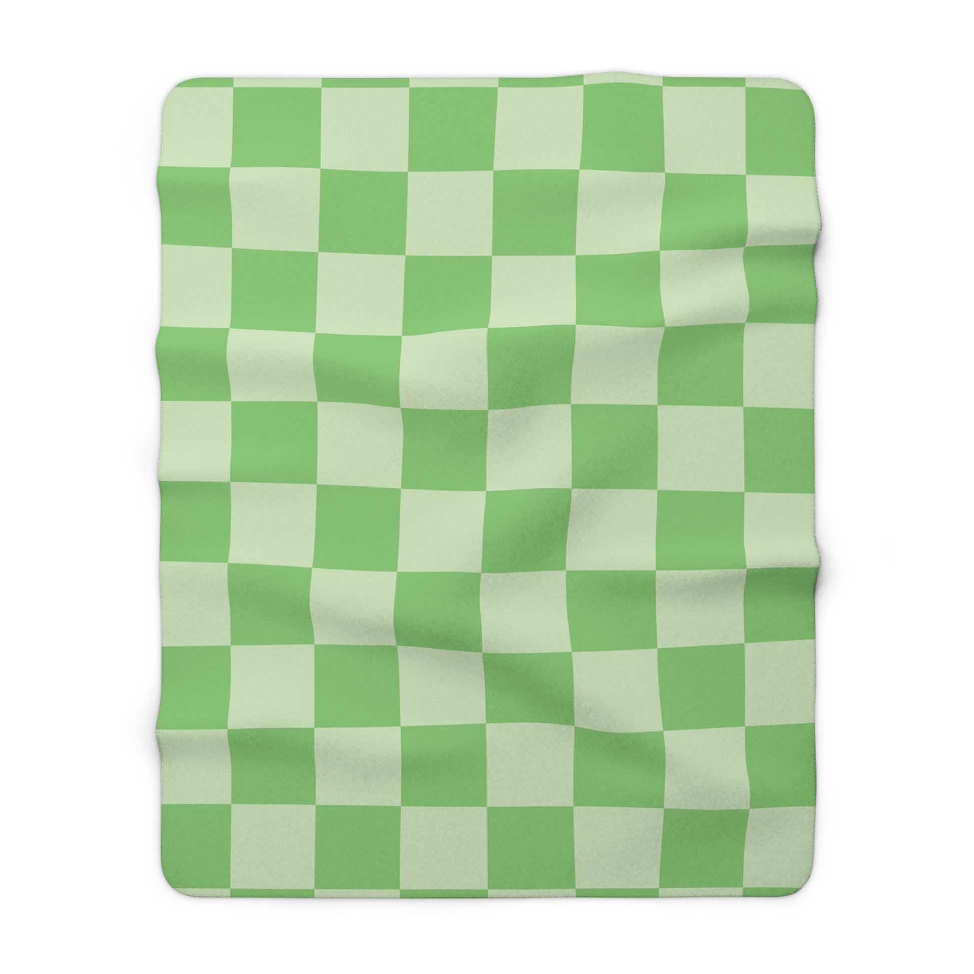 Checkerboard Green Sherpa Fleece Blanket, Artsulli - Art is Long, Life is Short, Home Decor, Size, 60" × 80", , , , , 13676849887848856662