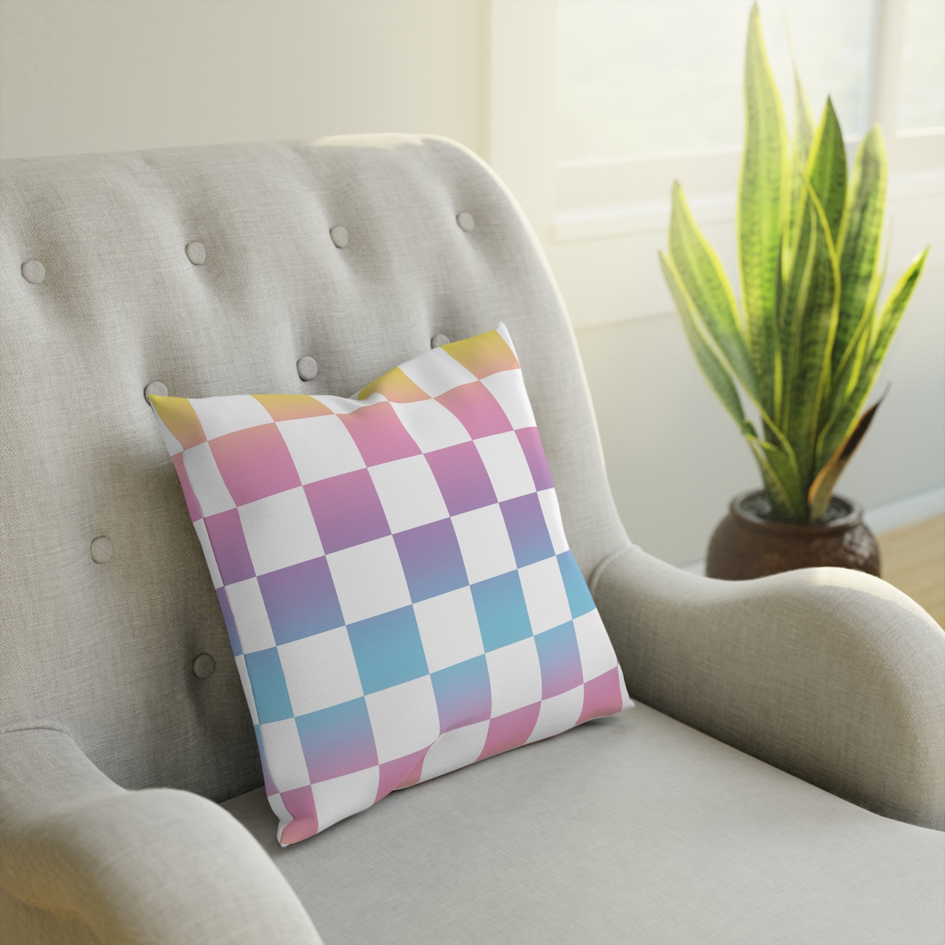 Vaporwave Check Cushion, Artsulli - Art is Long, Life is Short, Home Decor, , , , , , , 