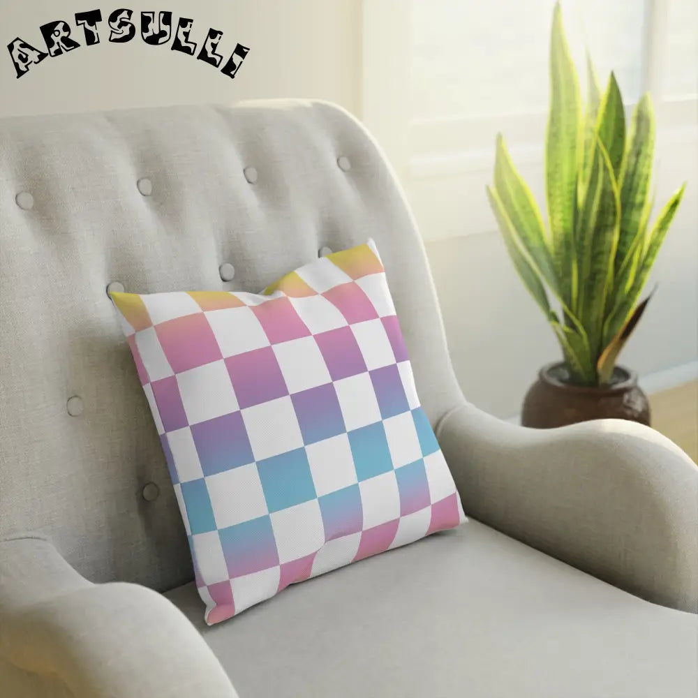 JAKKOUTTHEBXX Vaporwave Check Cushion JAKKOUTTHEBXX Artsulli - Art