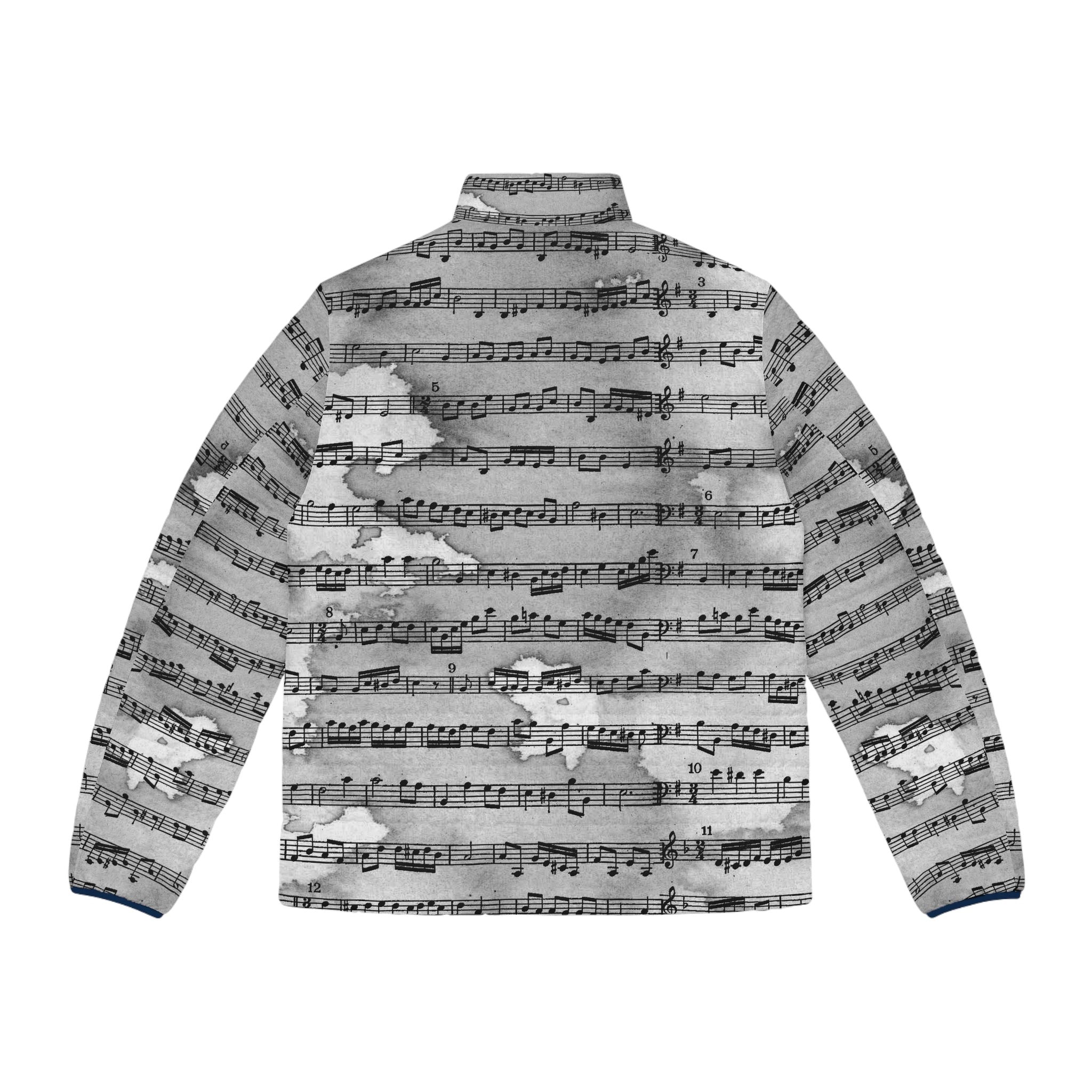 Drip Spill Type Beat Sheet Music Black Men's Puffer Jacket (AOP), Artsulli - Art is Long, Life is Short, All Over Prints, , , , , , , 