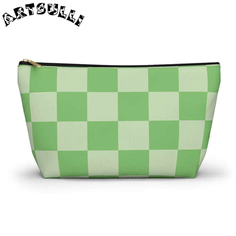 JAKKOUTTHEBXX Checkerboard Green Accessory Pouch w T-bottom