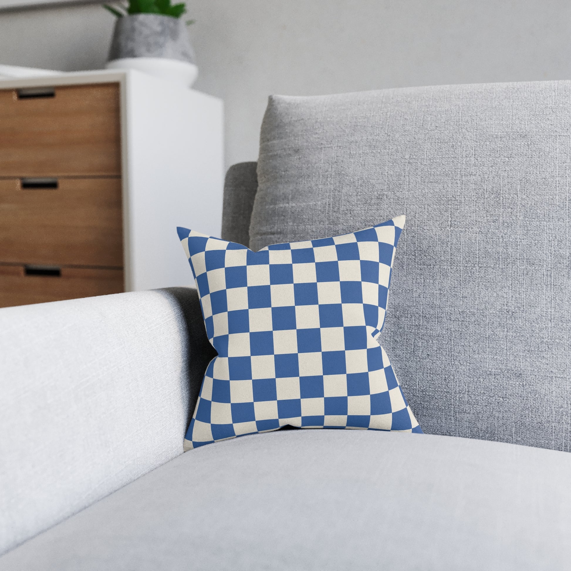 Checkerboard Blue Square Pillow, Artsulli - Art is Long, Life is Short, Home Decor, , , , , , , 