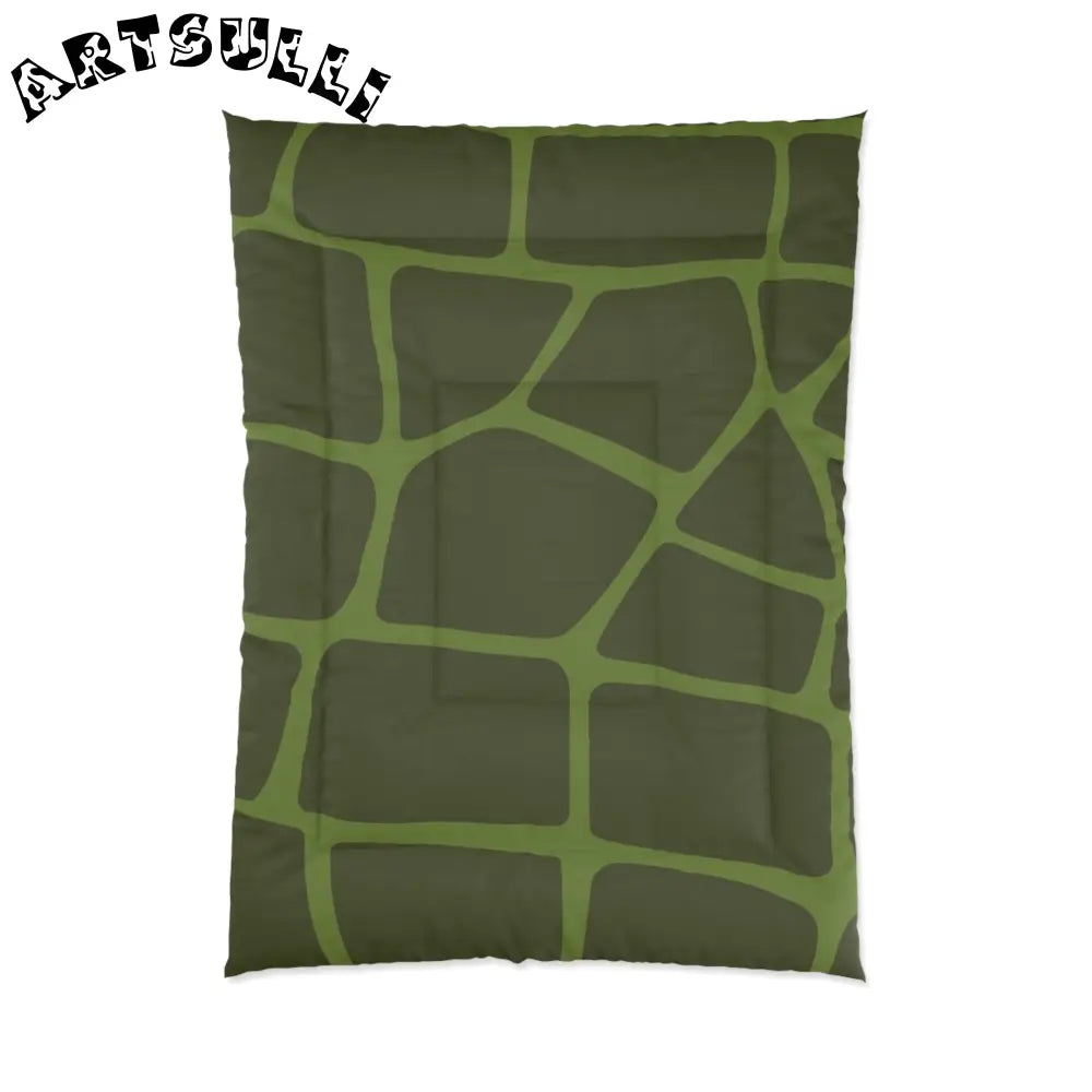 JAKKOUTTHEBXX Dark Green Comforter with Light Green Geometric Design 2025