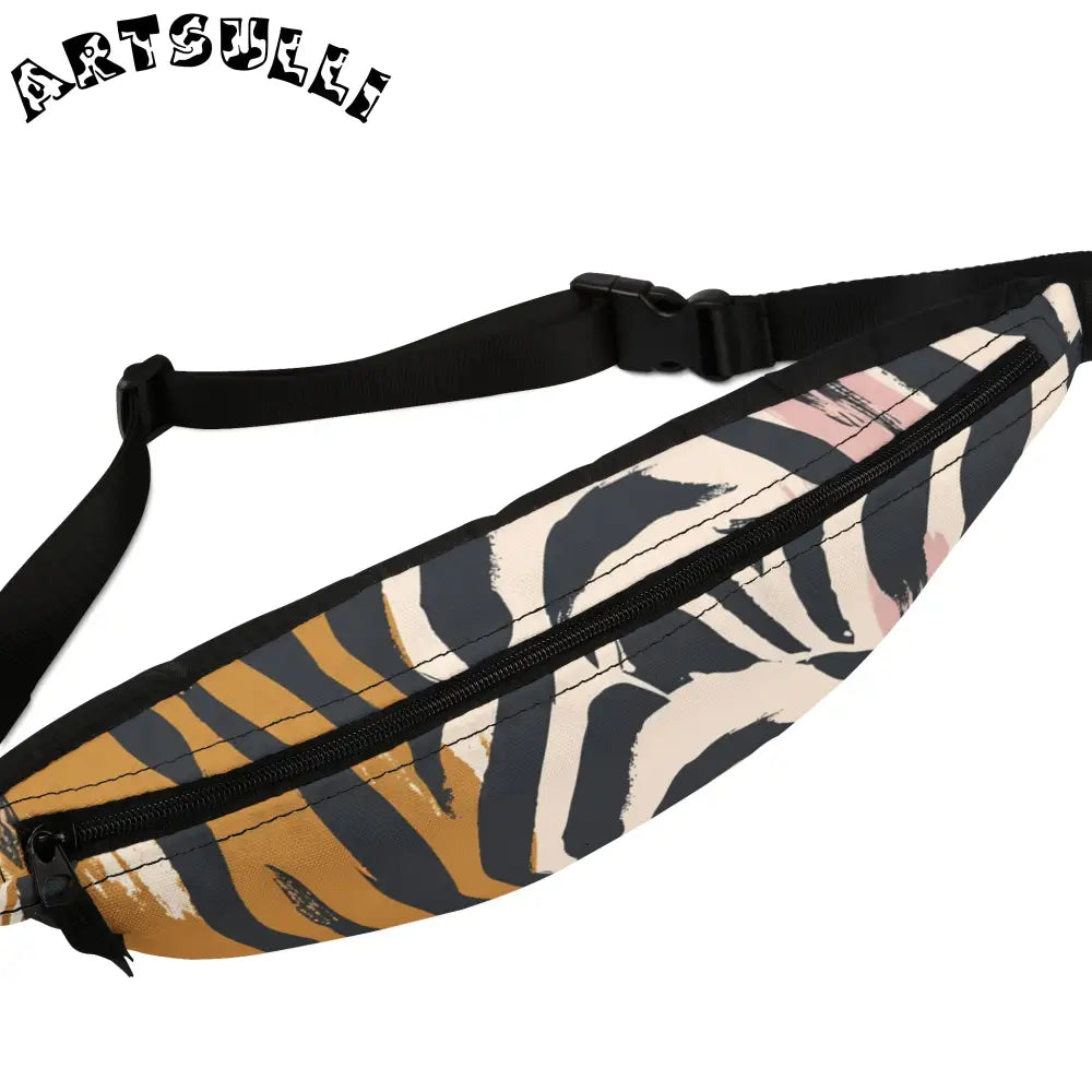 JAKKOUTTHEBXX Art printed tiger fanny pack with adjustable black