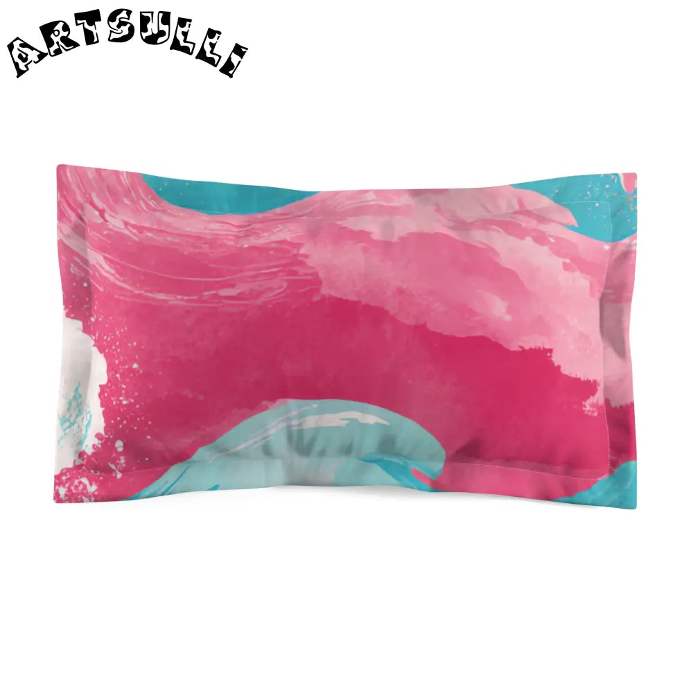 JAKKOUTTHEBXX The Great Pastelwave Pink and Blue Microfiber Pillow