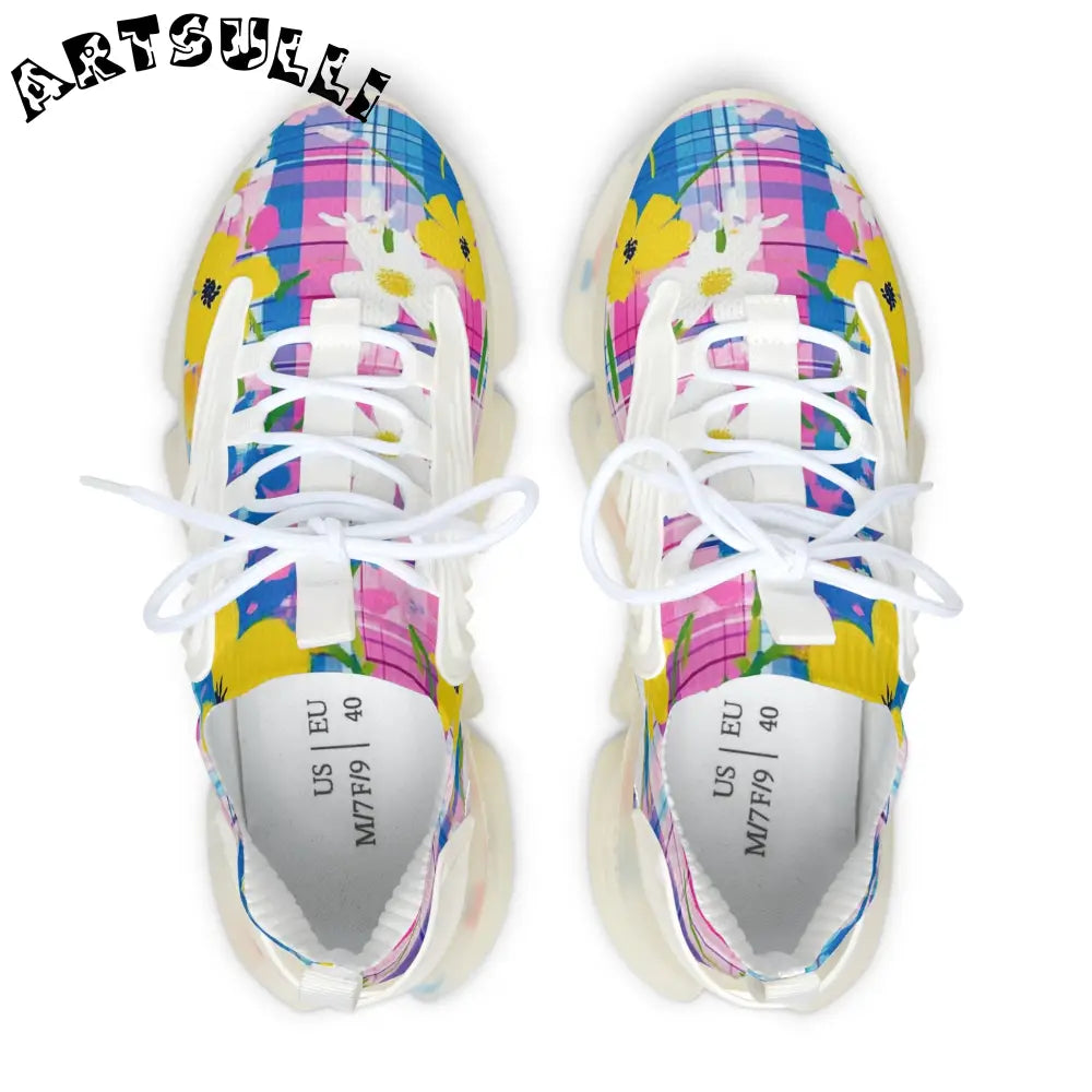 JAKKOUTTHEBXX Plaid Garden Pink and Purple Women’s Mesh Sneakers