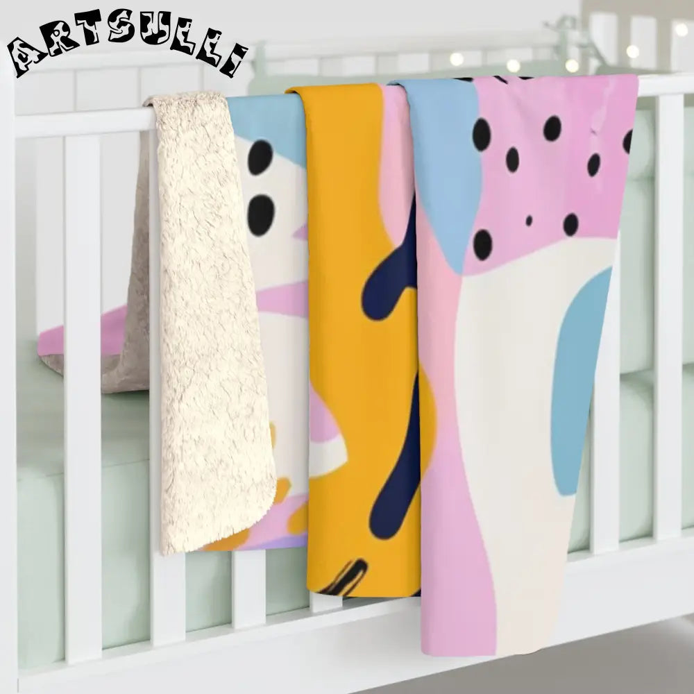 JAKKOUTTHEBXX Colorful Abstract Dots and Shapes Sherpa Fleece