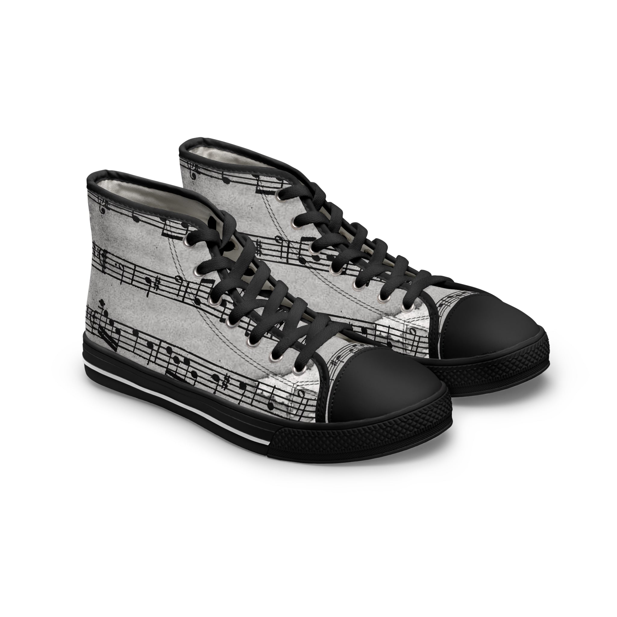 Drip Spill Type Beat Sheet Music Black Women's High Top Sneakers, Artsulli - Art is Long, Life is Short, Shoes, Size, US 5.5, Color, Black sole, , , 30628291728220940661