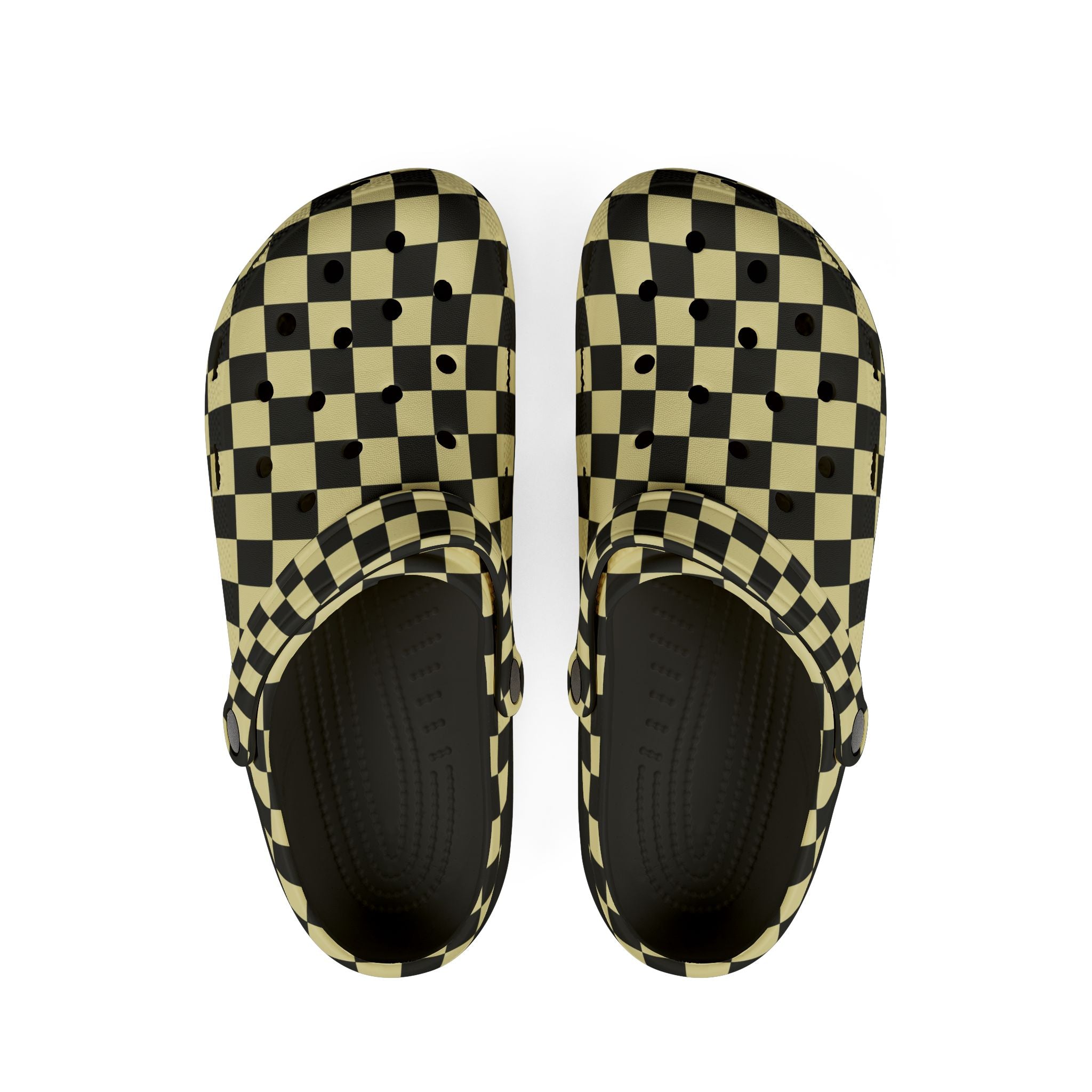 Checkerboard Black and Yellow EVA Foam Rubber Shoes (AOP), Artsulli - Art is Long, Life is Short, Shoes, Size, US 6 (Women's), Color, Black, , , 74692212006259436671