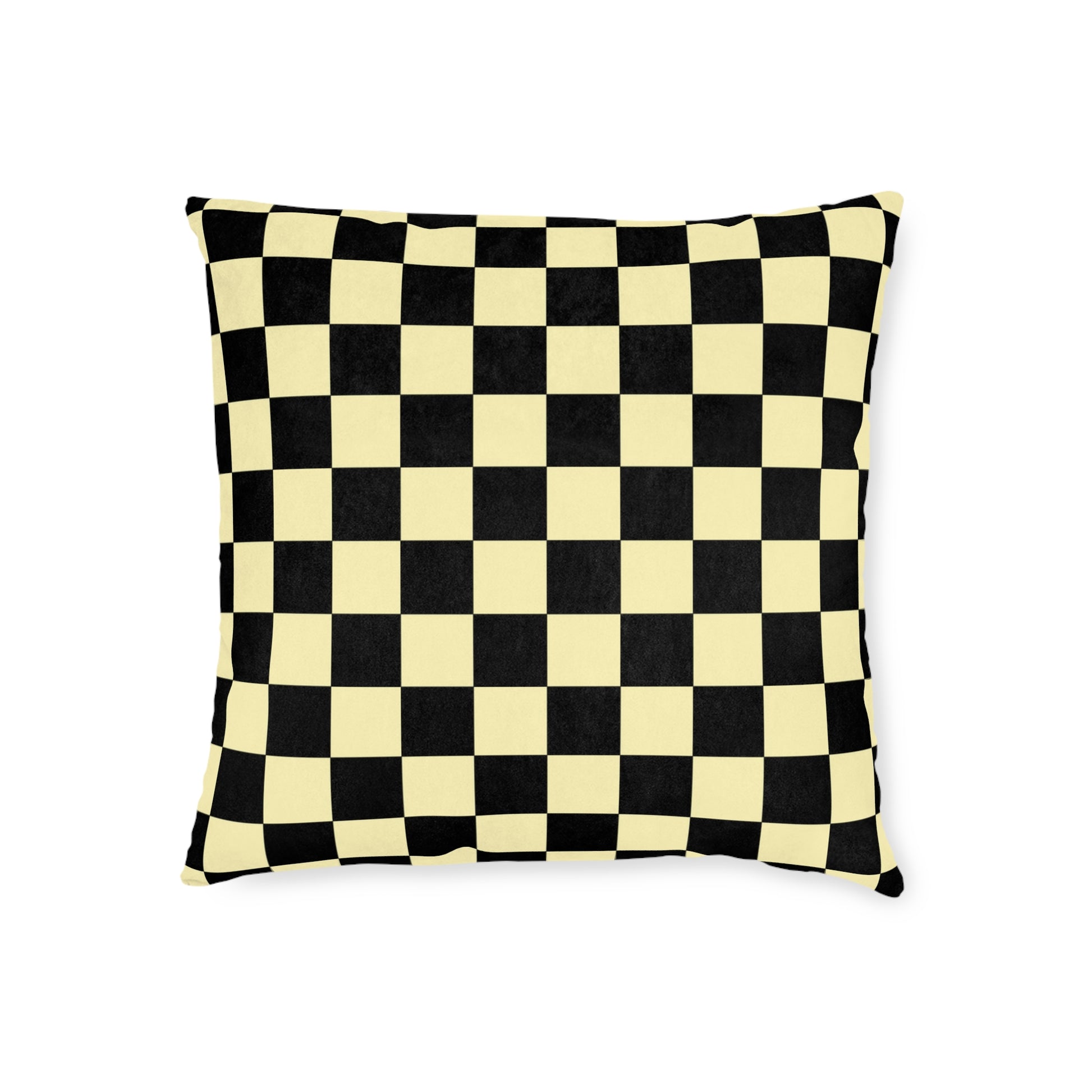 Checkerboard Black and Yellow Square Pillow, Artsulli - Art is Long, Life is Short, Home Decor, Size, 18" × 18", , , , , 29266832682003264943