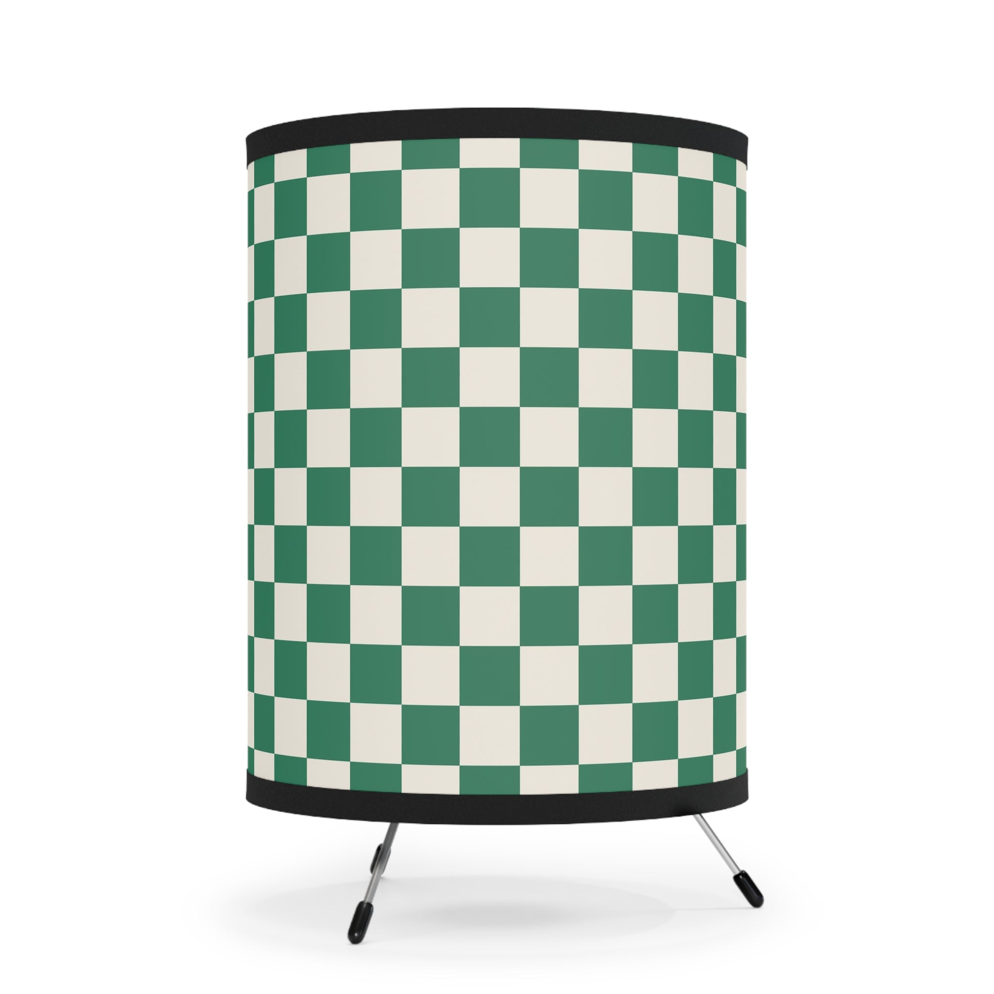 Checkerboard Dark Green Tripod Lamp with High-Res Printed Shade, US\CA plug, Artsulli - Art is Long, Life is Short, Home Decor, , , , , , , 