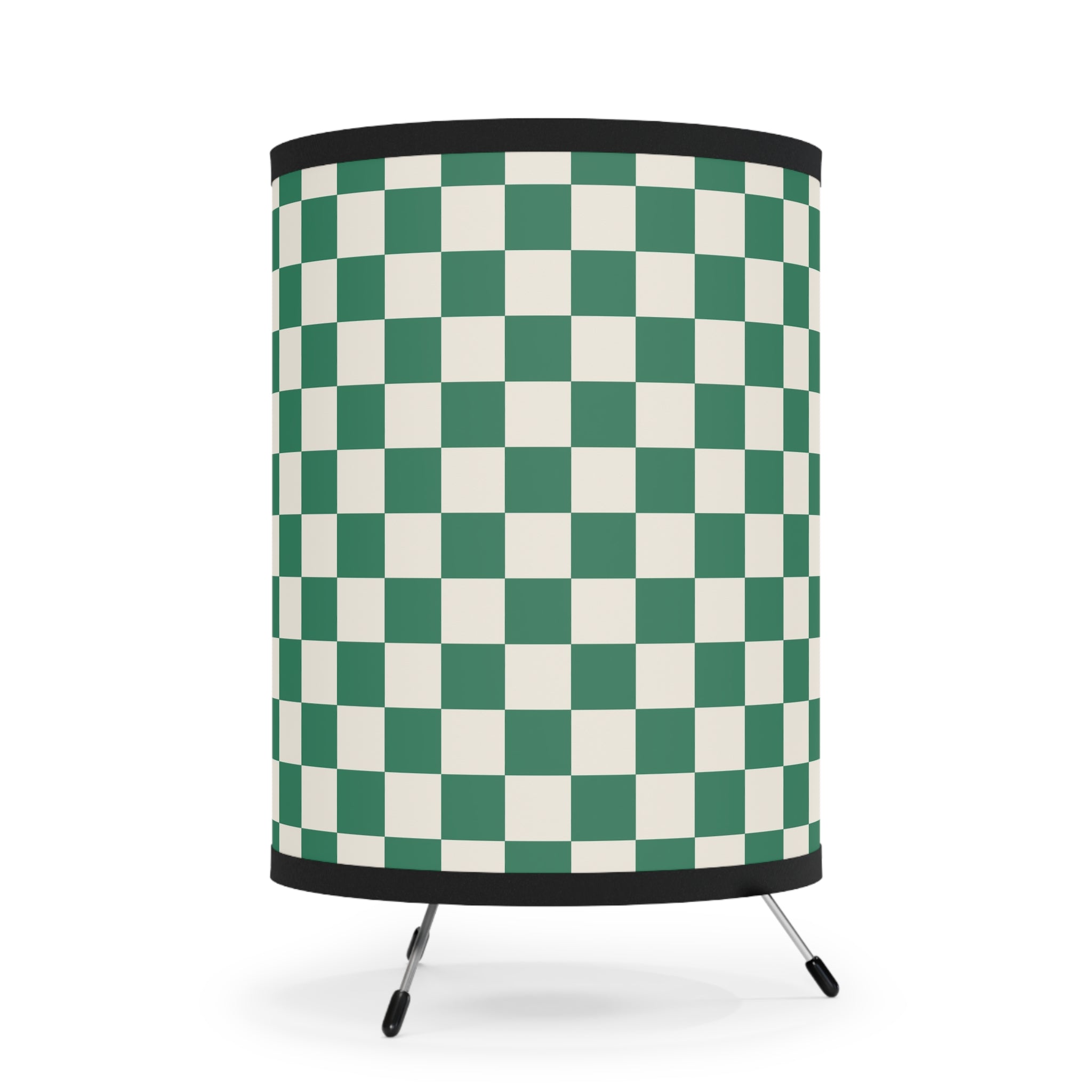 Checkerboard Dark Green Tripod Lamp with High-Res Printed Shade, US\CA plug, Artsulli - Art is Long, Life is Short, Home Decor, , , , , , , 