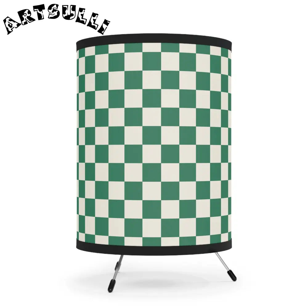 JAKKOUTTHEBXX Checkerboard Dark Green Tripod Lamp with High-Res
