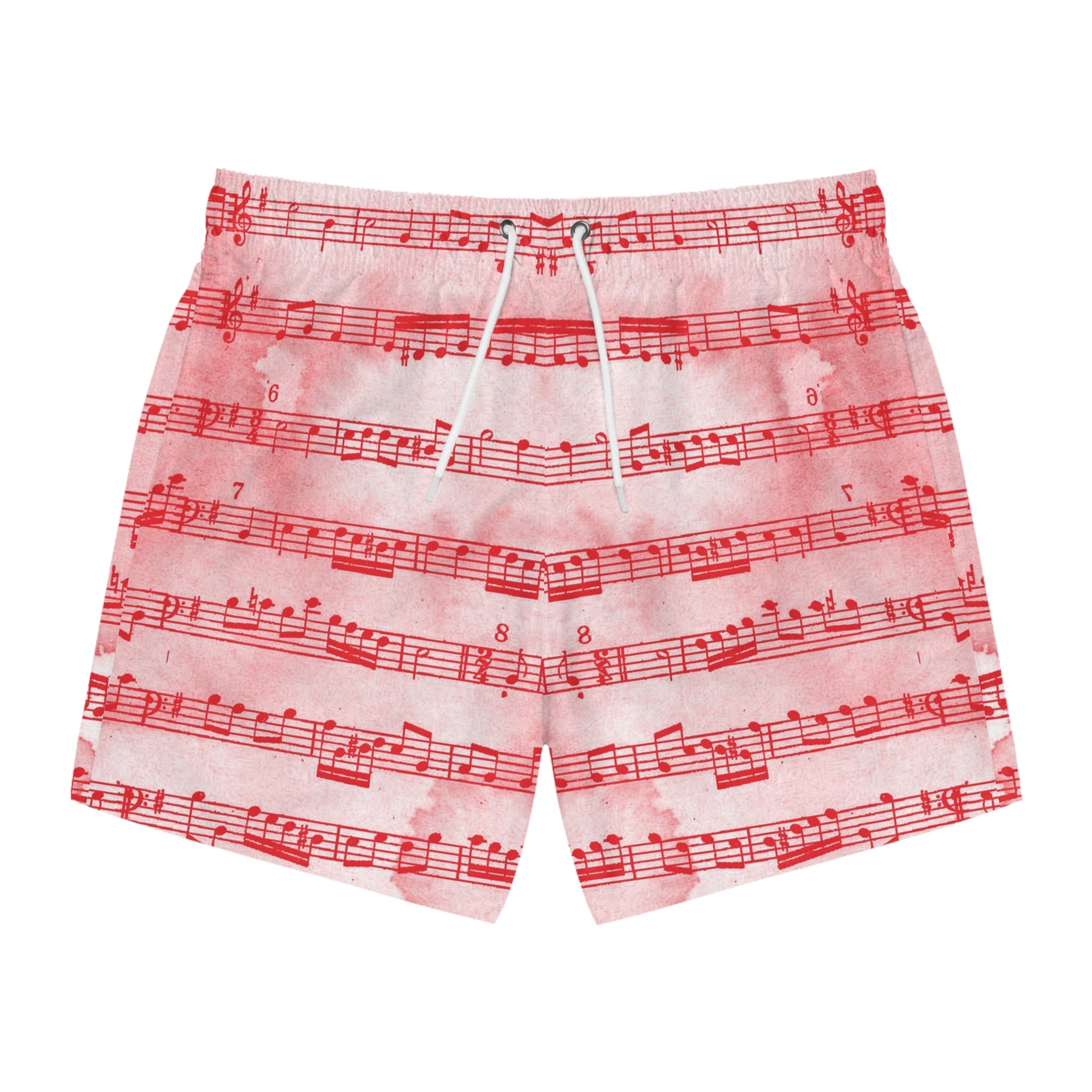 Drip Spill Type Beat Sheet Music II Red Swim Trunks (AOP), Artsulli - Art is Long, Life is Short, All Over Prints, Size, XS, Color, Seam thread color automatically matched to design, , , 24543012536154395780