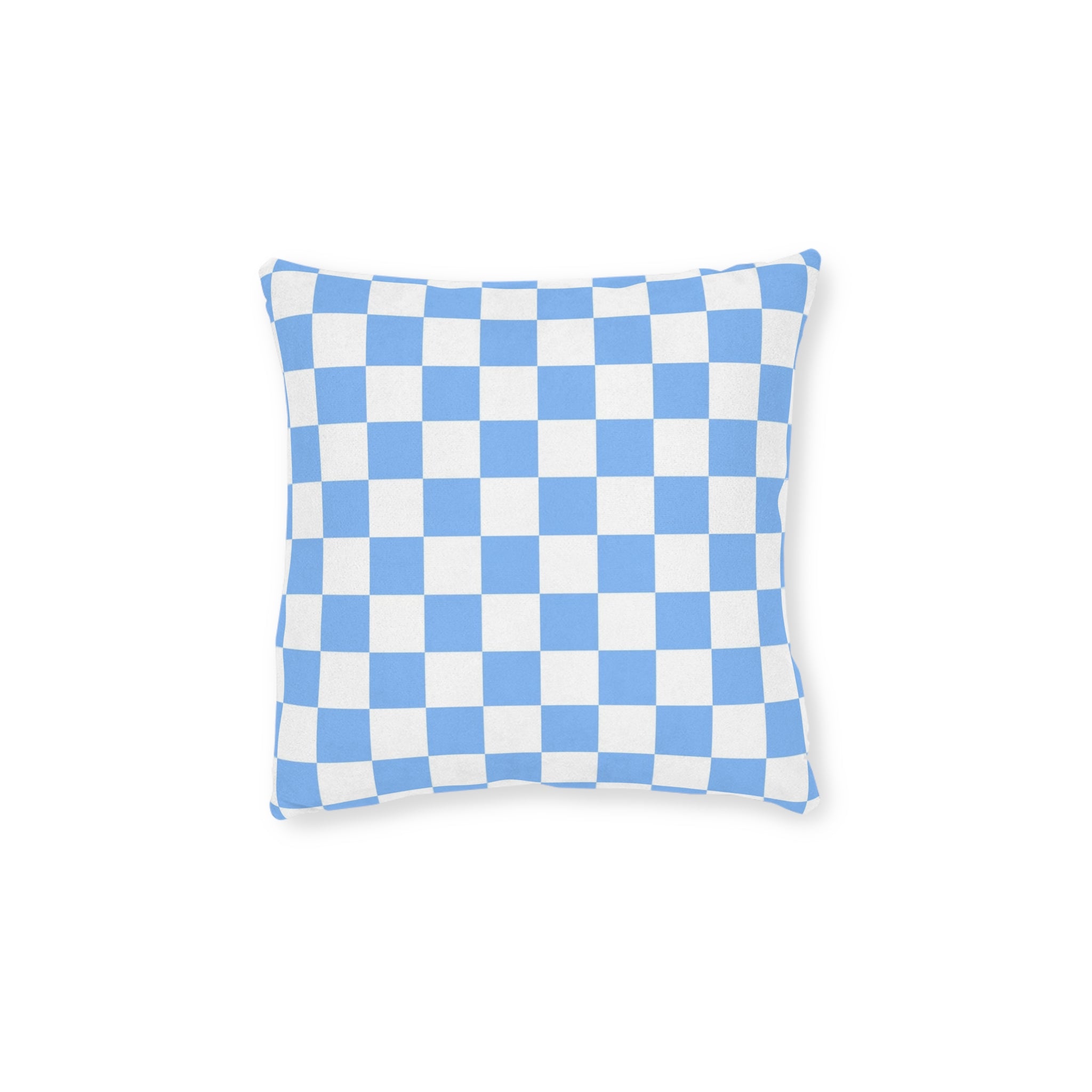 Checkerboard White and Light Blue Square Pillow - Pink Back, Artsulli - Art is Long, Life is Short, Home Decor, Size, 12" × 12", , , , , 31022793621438948034