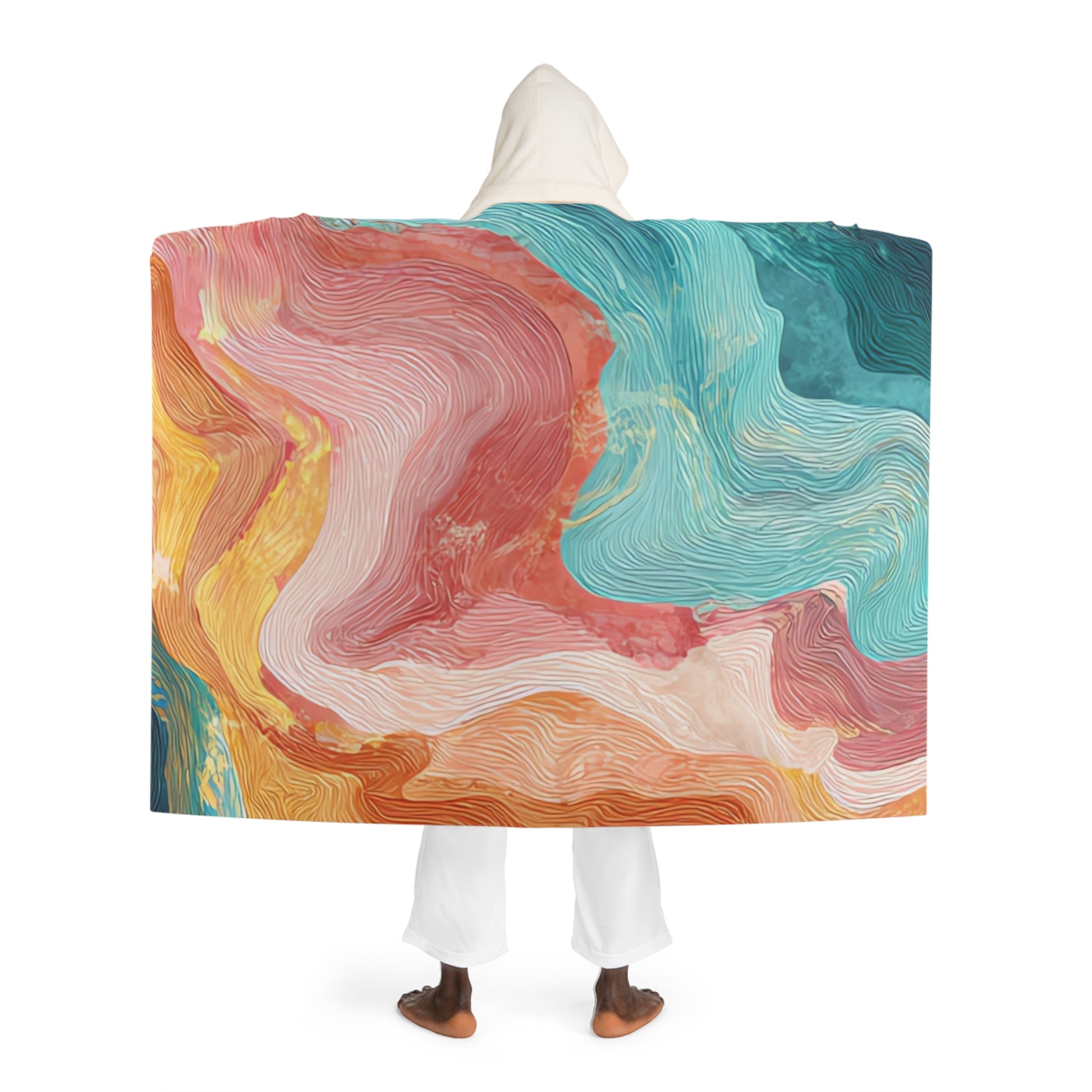 Liquid Marble Spill Hooded Sherpa Fleece Blanket, Artsulli - Art is Long, Life is Short, All Over Prints, , , , , , , 